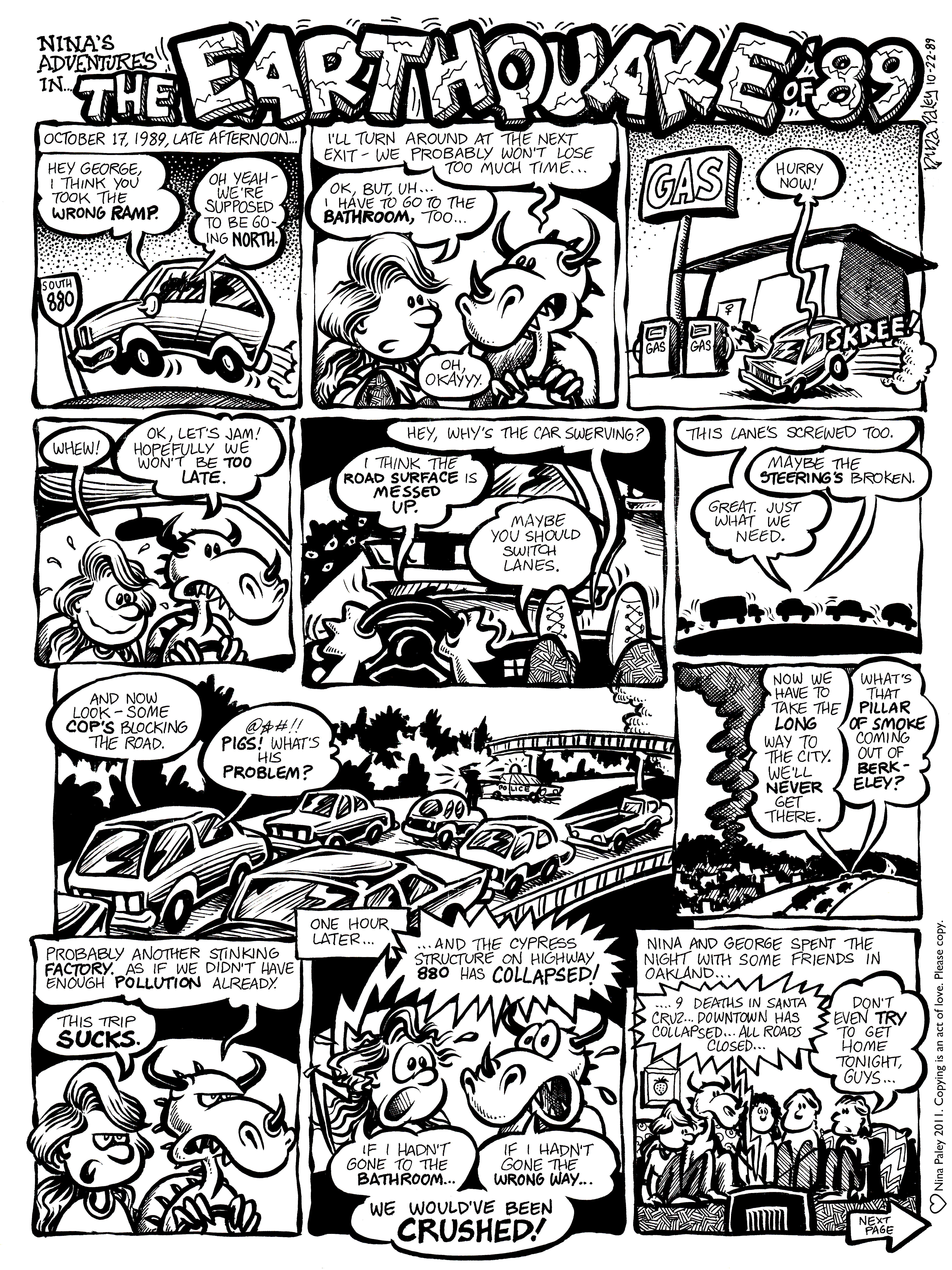 Nina's Adventures: Earthquake (Oct 22, 1989). Nina Paley, CC BY-SA 3.0. https://archive.org/details/NinasAdventuresFree