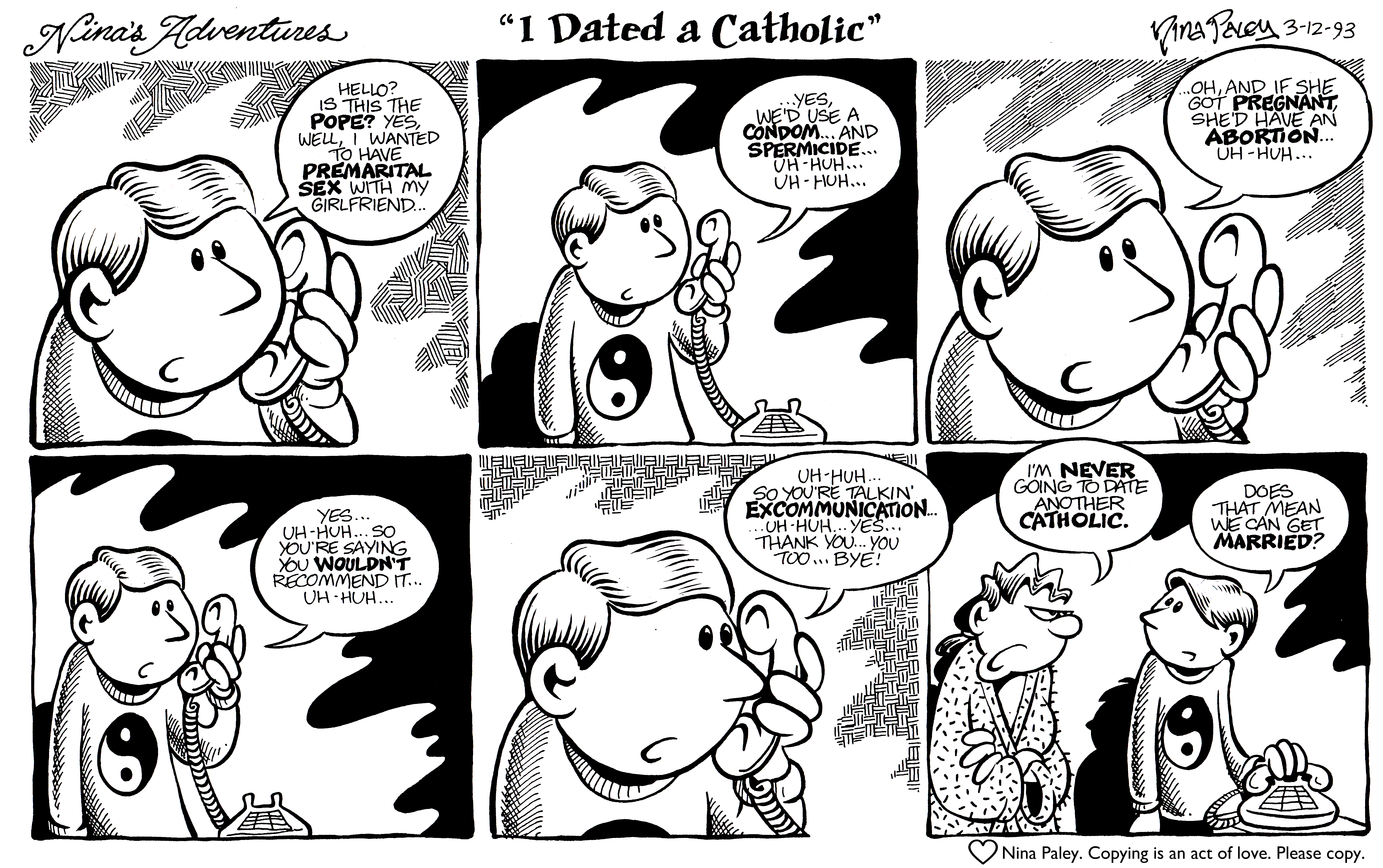 Nina's Adventures: Dating Catholic (Mar 12, 1993). Nina Paley, CC BY-SA 3.0. https://archive.org/details/NinasAdventuresFree
