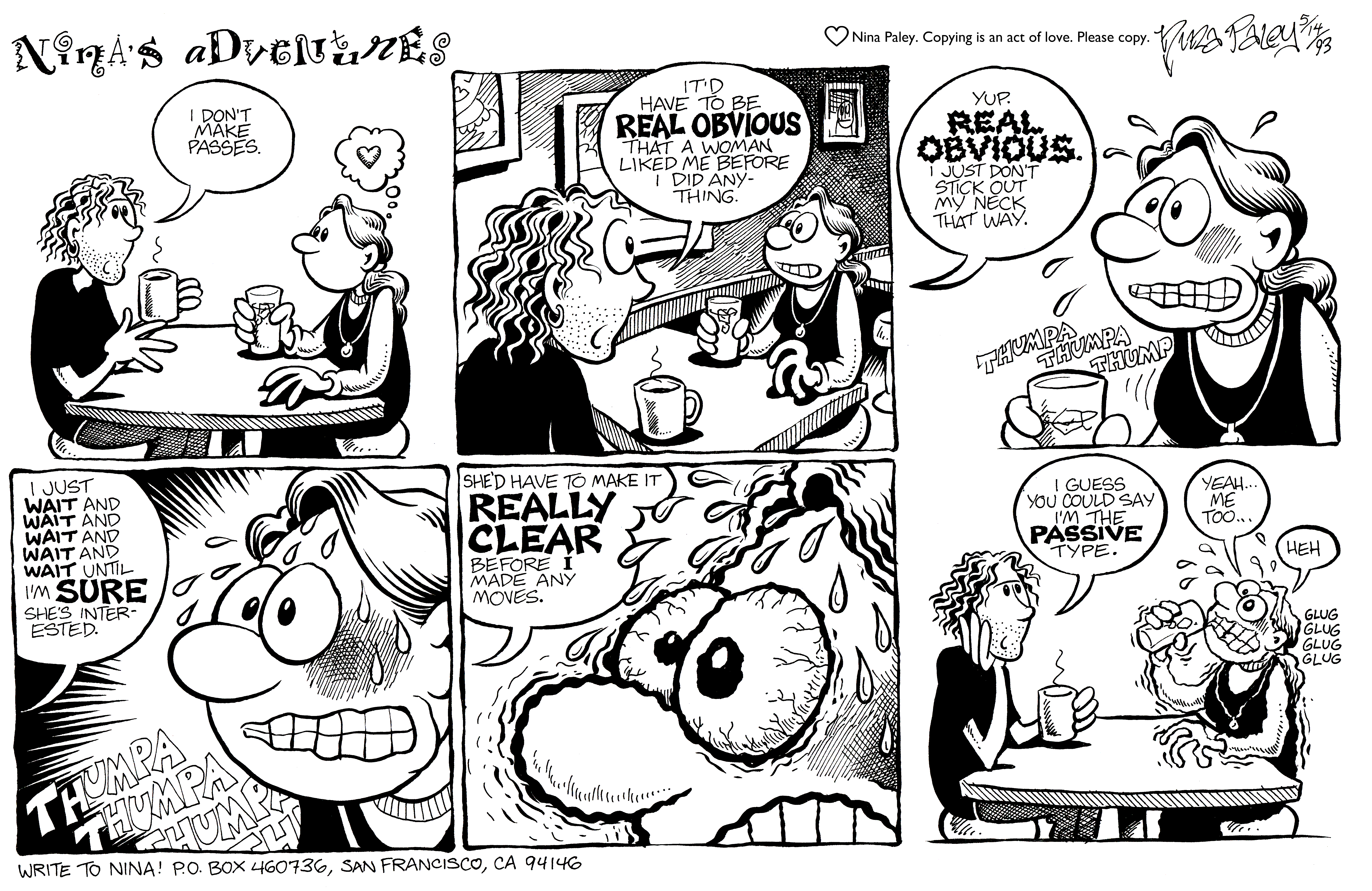 Nina's Adventures: Passive (May 14, 1993). Nina Paley, CC BY-SA 3.0. https://archive.org/details/NinasAdventuresFree
