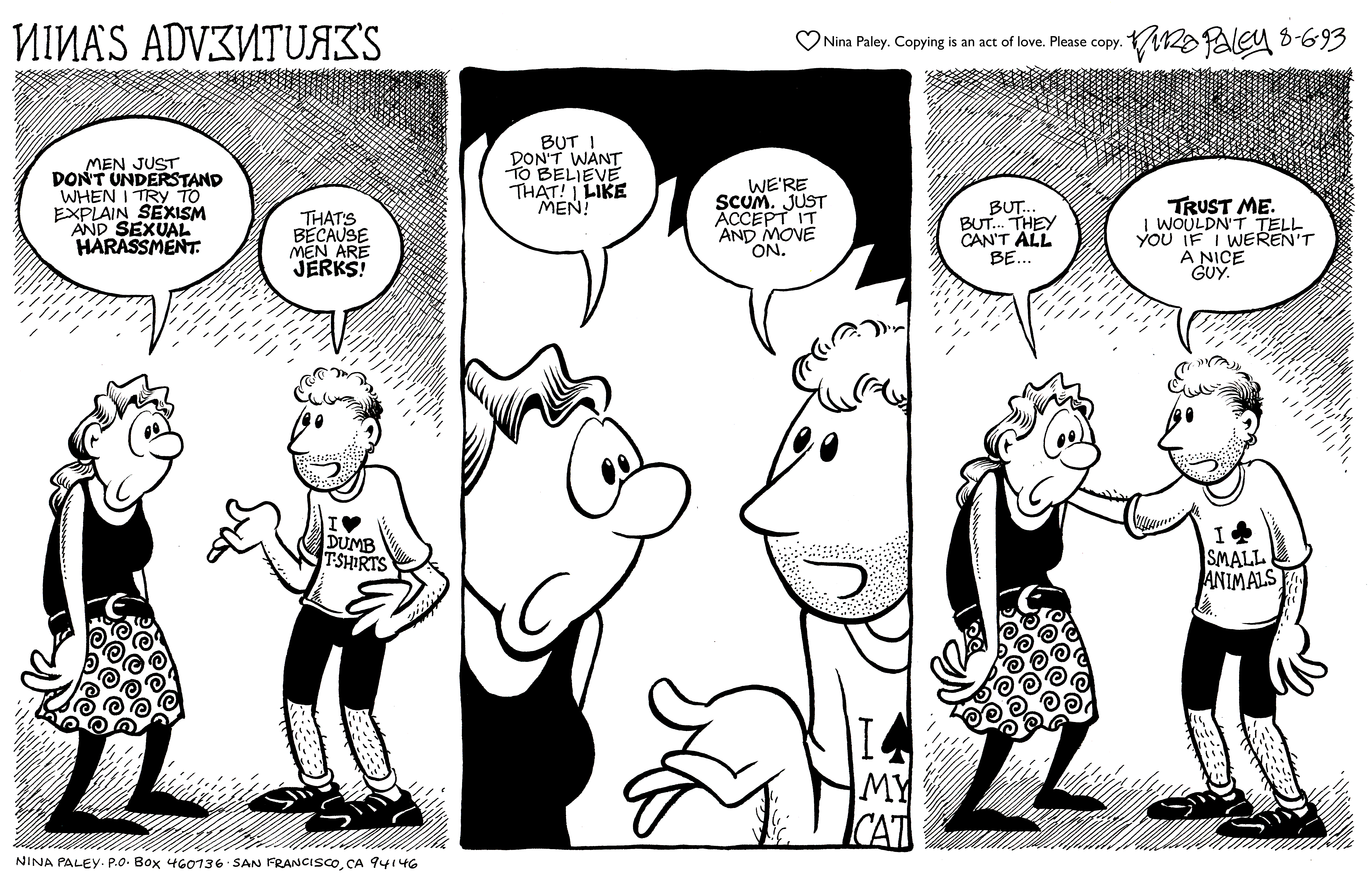 Nina's Adventures: Menare Jerks (Aug 6, 1993). Nina Paley, CC BY-SA 3.0. https://archive.org/details/NinasAdventuresFree