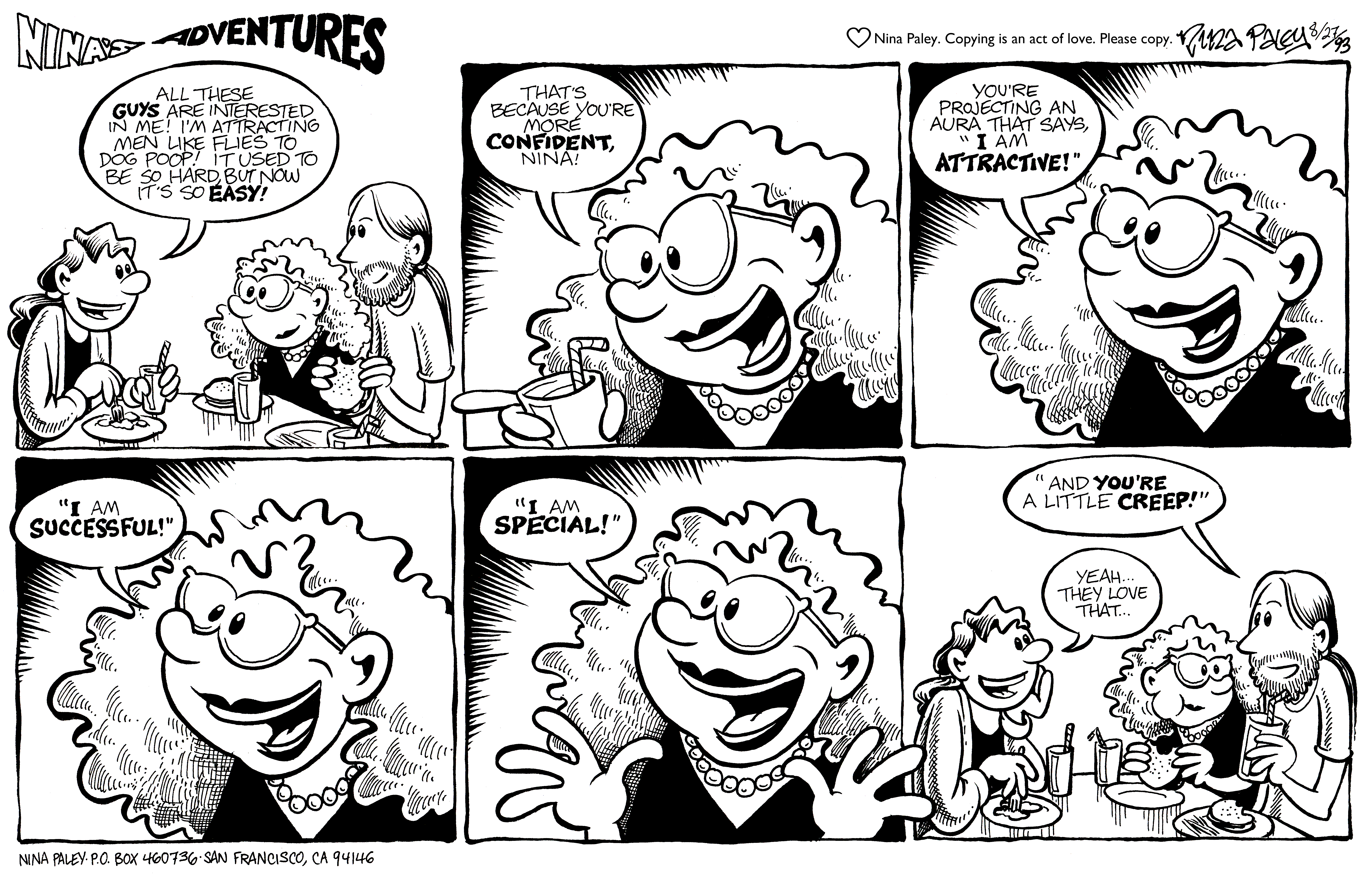 Nina's Adventures: Creep Attract (Aug 27, 1993). Nina Paley, CC BY-SA 3.0. https://archive.org/details/NinasAdventuresFree