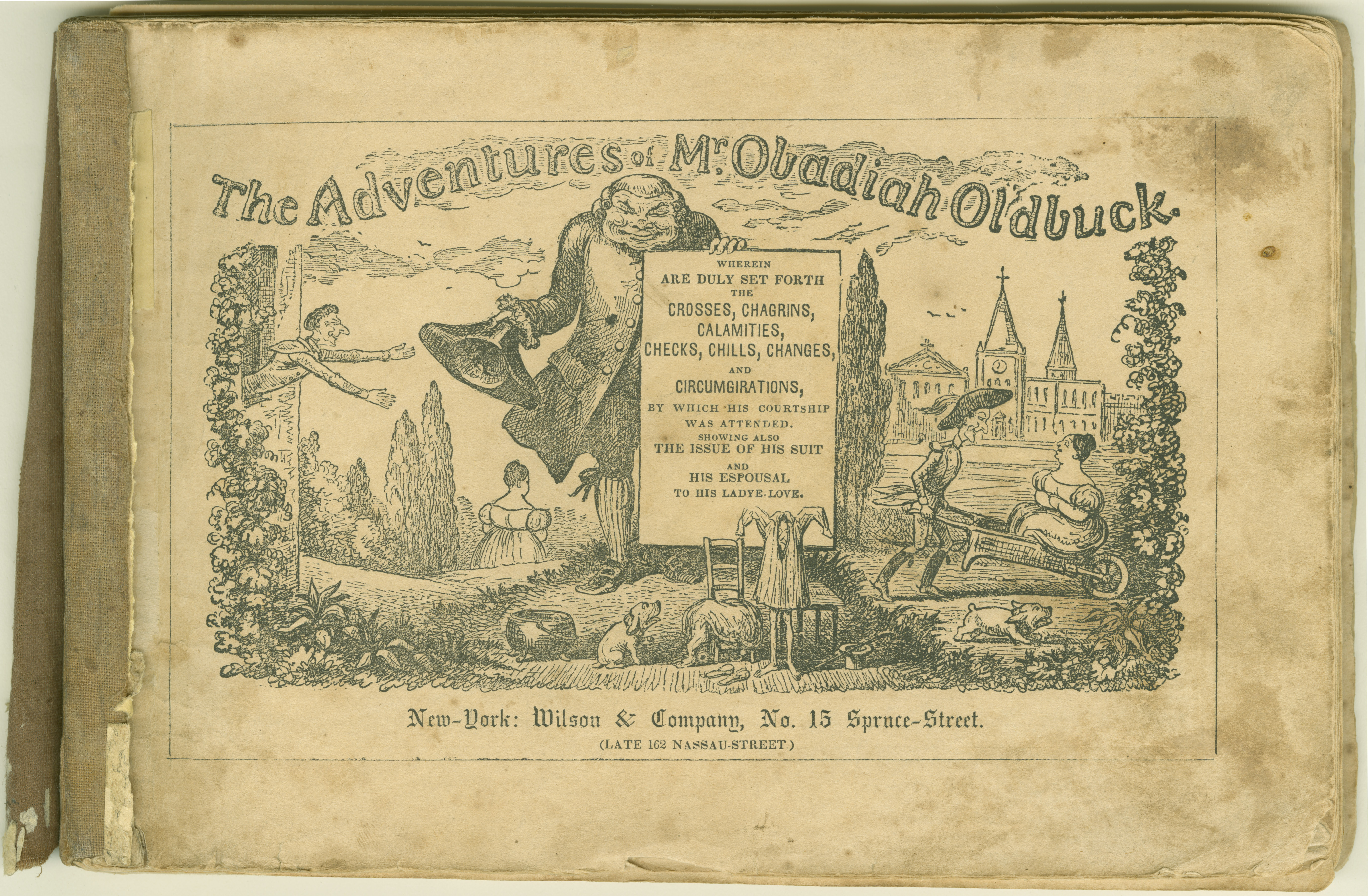 The Adventures of Mr. Obadiah Oldbuck (Rodolphe Töpffer; Wilson and Company, New York), title page. Public domain.