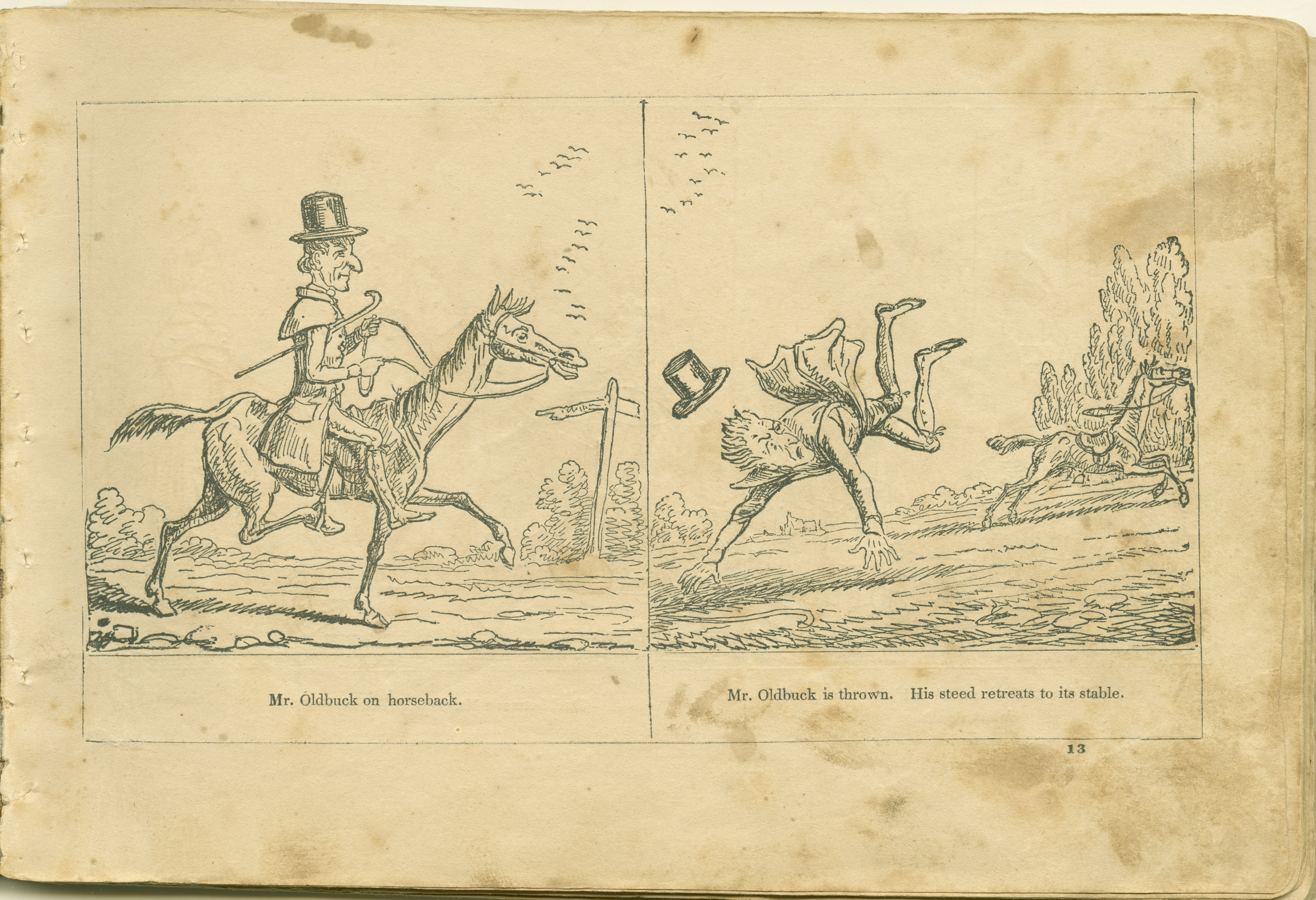 The Adventures of Mr. Obadiah Oldbuck (Rodolphe Töpffer; Wilson and Company, New York), leaf 12. Public domain.