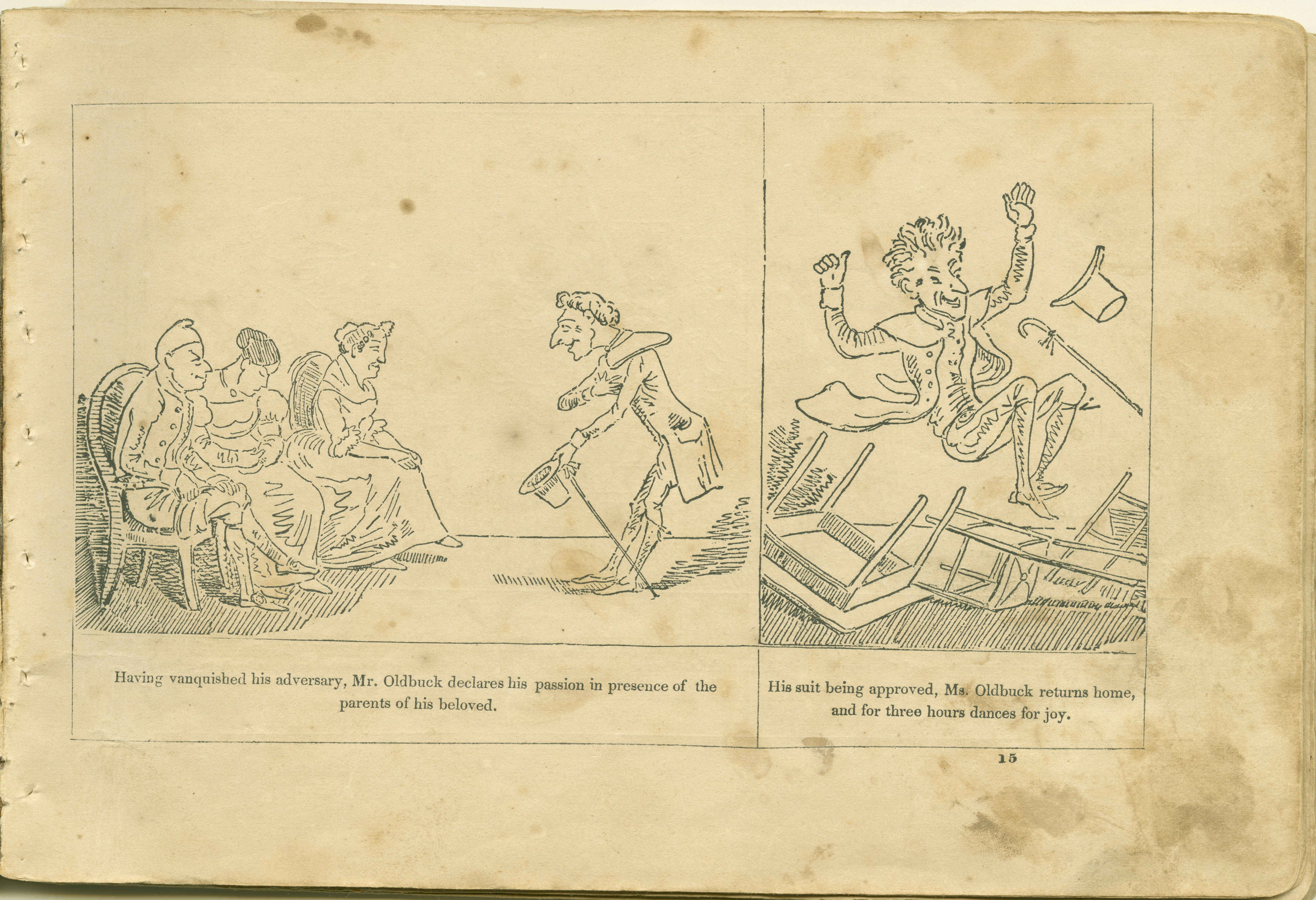 The Adventures of Mr. Obadiah Oldbuck (Rodolphe Töpffer; Wilson and Company, New York), leaf 14. Public domain.