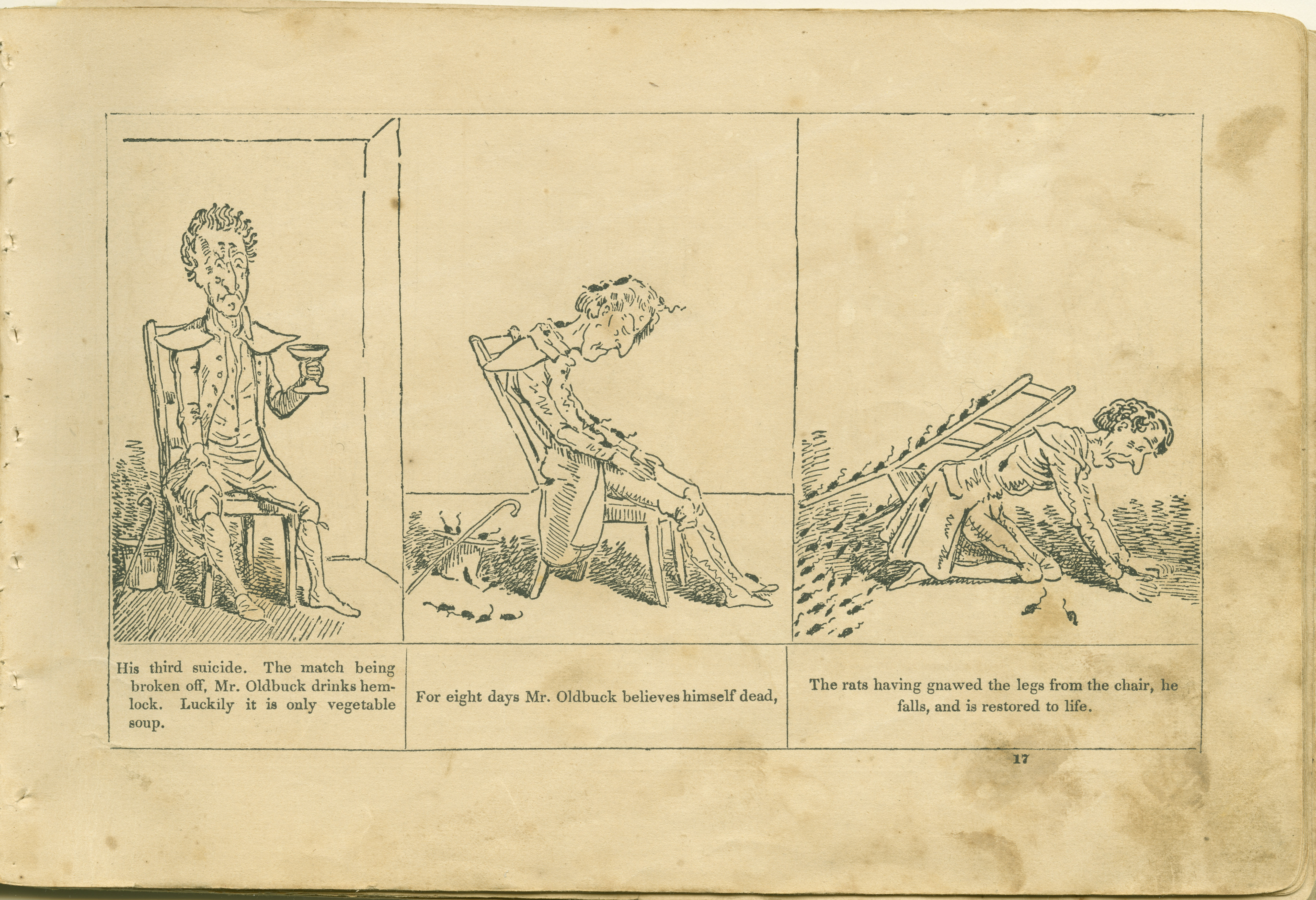 The Adventures of Mr. Obadiah Oldbuck (Rodolphe Töpffer; Wilson and Company, New York), leaf 16. Public domain.
