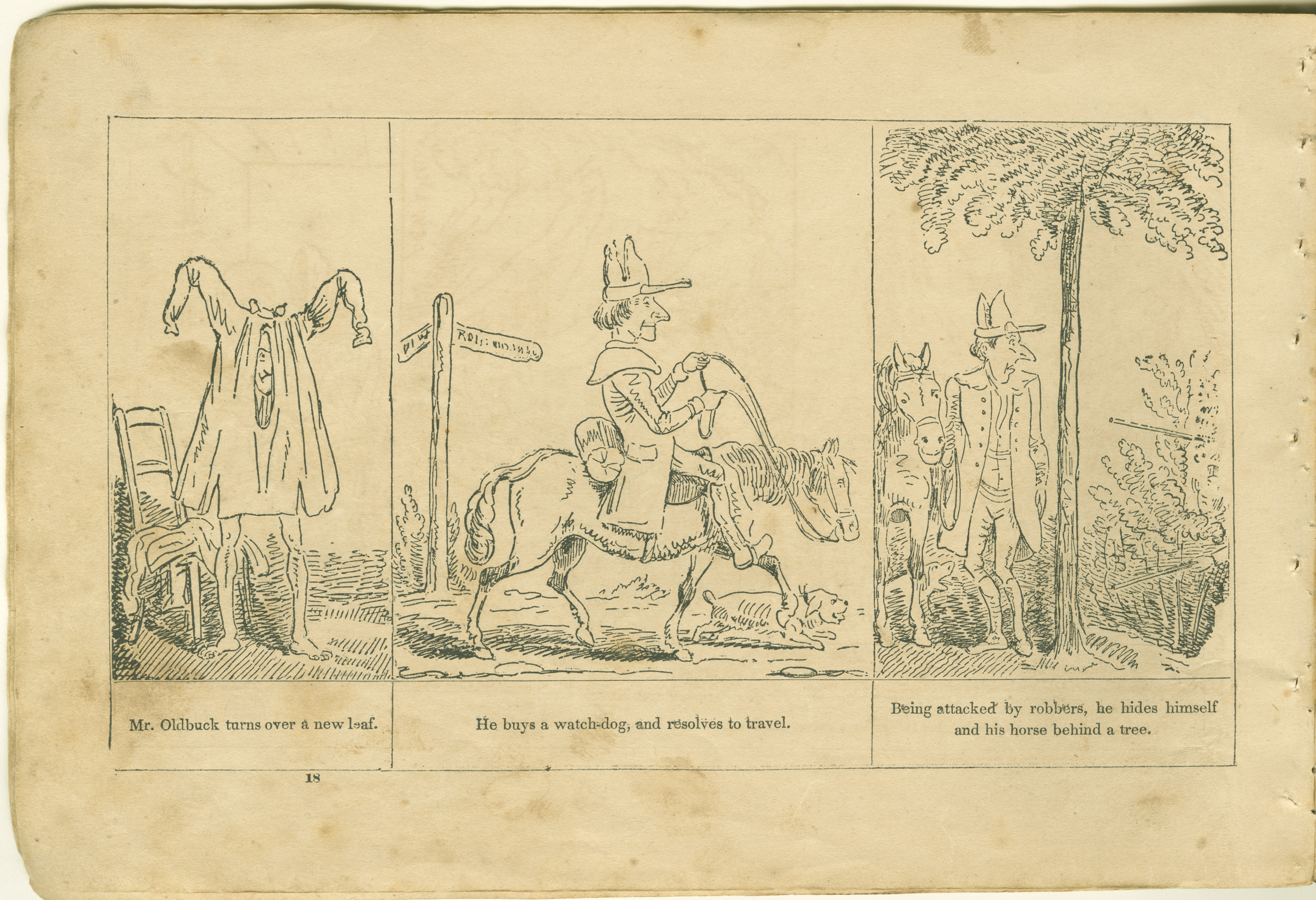 The Adventures of Mr. Obadiah Oldbuck (Rodolphe Töpffer; Wilson and Company, New York), leaf 17. Public domain.