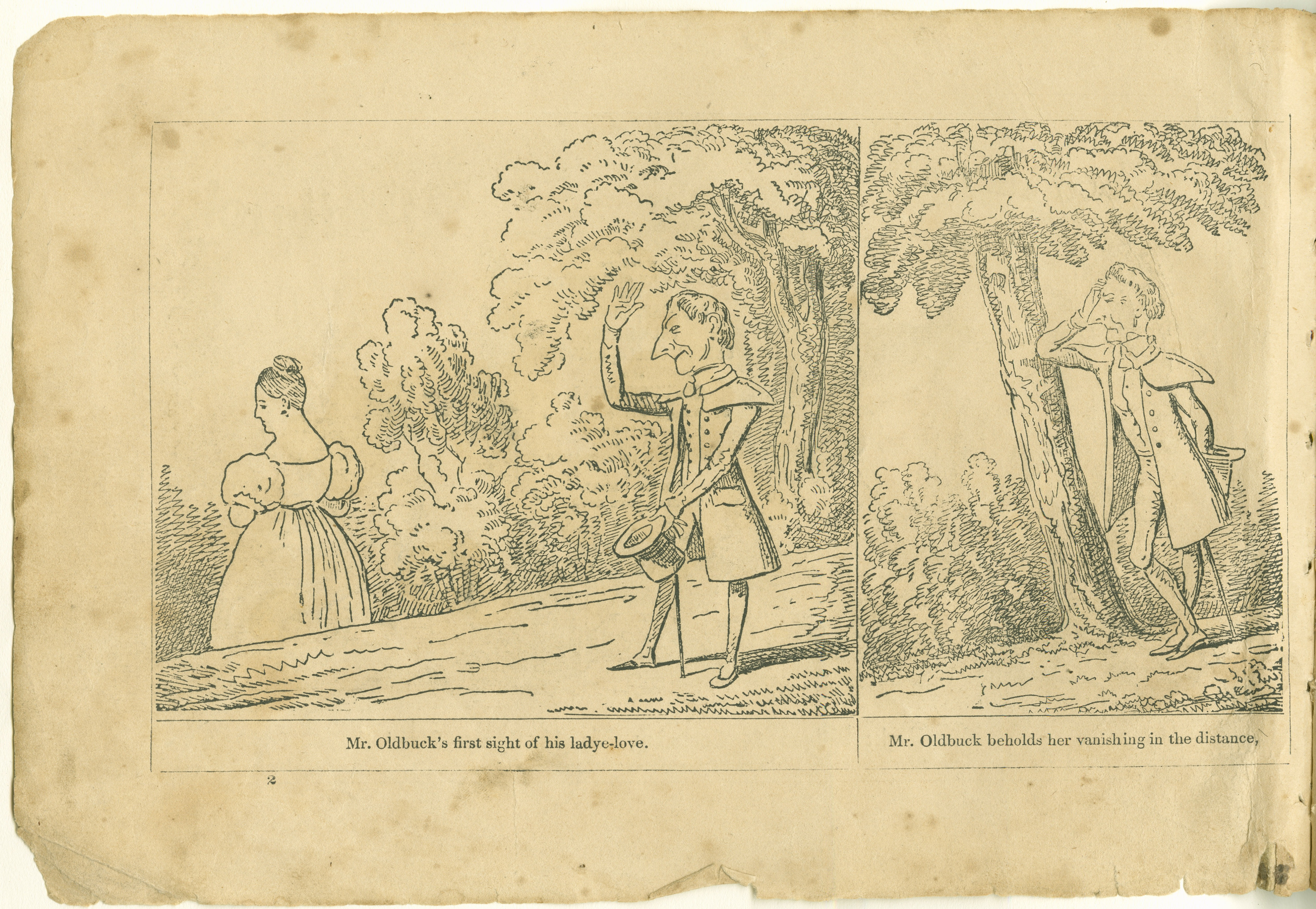The Adventures of Mr. Obadiah Oldbuck (Rodolphe Töpffer; Wilson and Company, New York), leaf 1. Public domain.