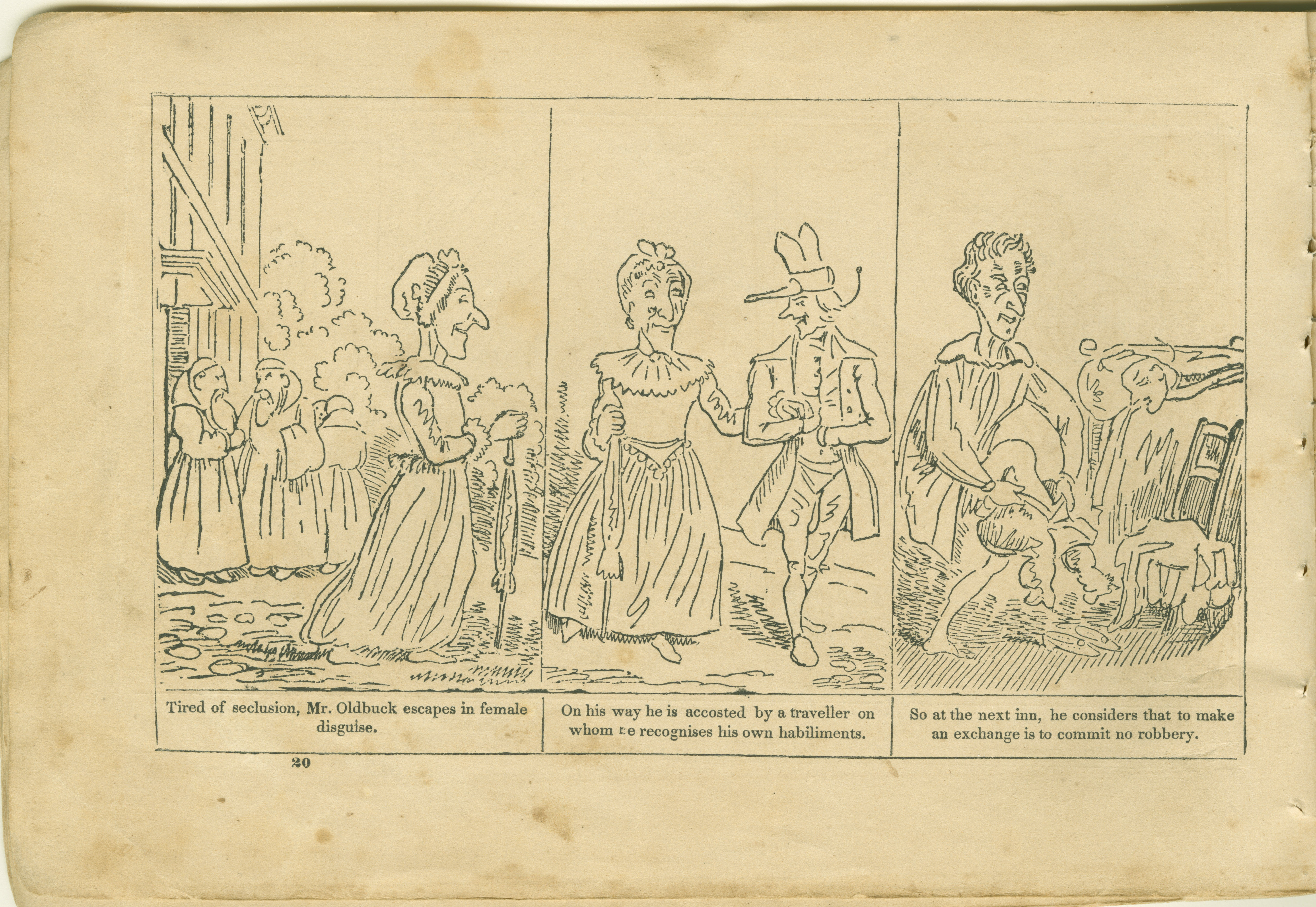 The Adventures of Mr. Obadiah Oldbuck (Rodolphe Töpffer; Wilson and Company, New York), leaf 19. Public domain.