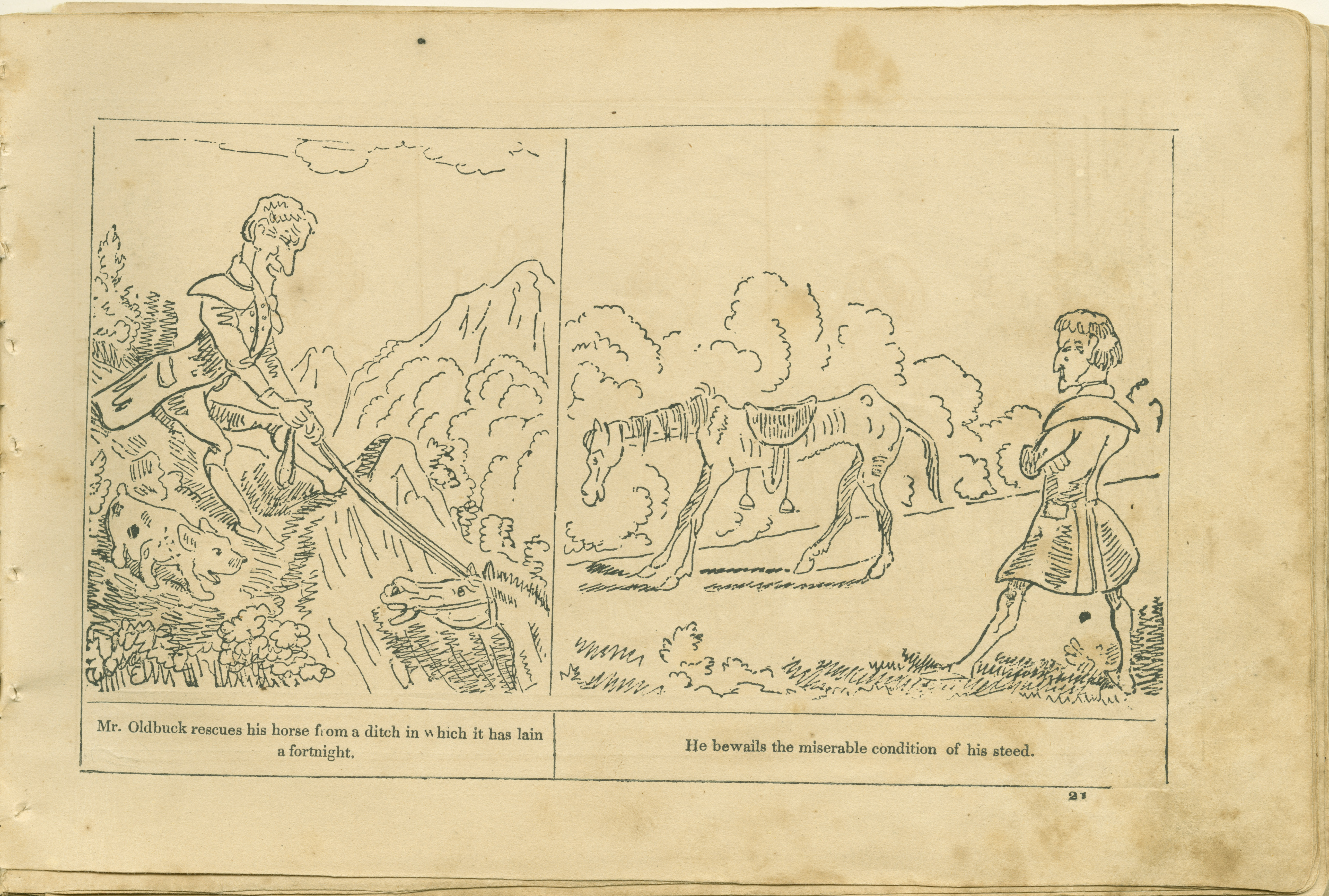 The Adventures of Mr. Obadiah Oldbuck (Rodolphe Töpffer; Wilson and Company, New York), leaf 20. Public domain.