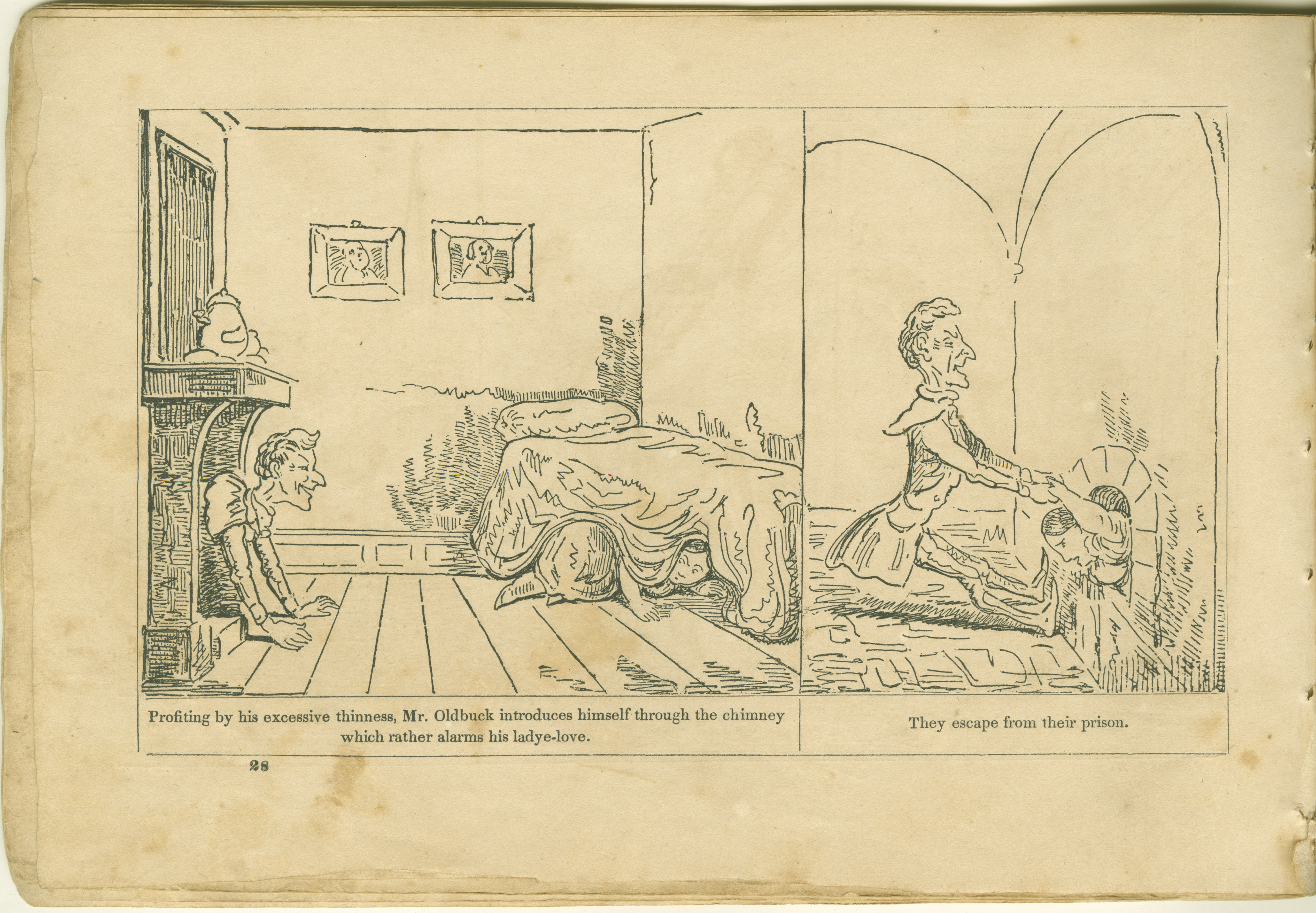 The Adventures of Mr. Obadiah Oldbuck (Rodolphe Töpffer; Wilson and Company, New York), leaf 27. Public domain.