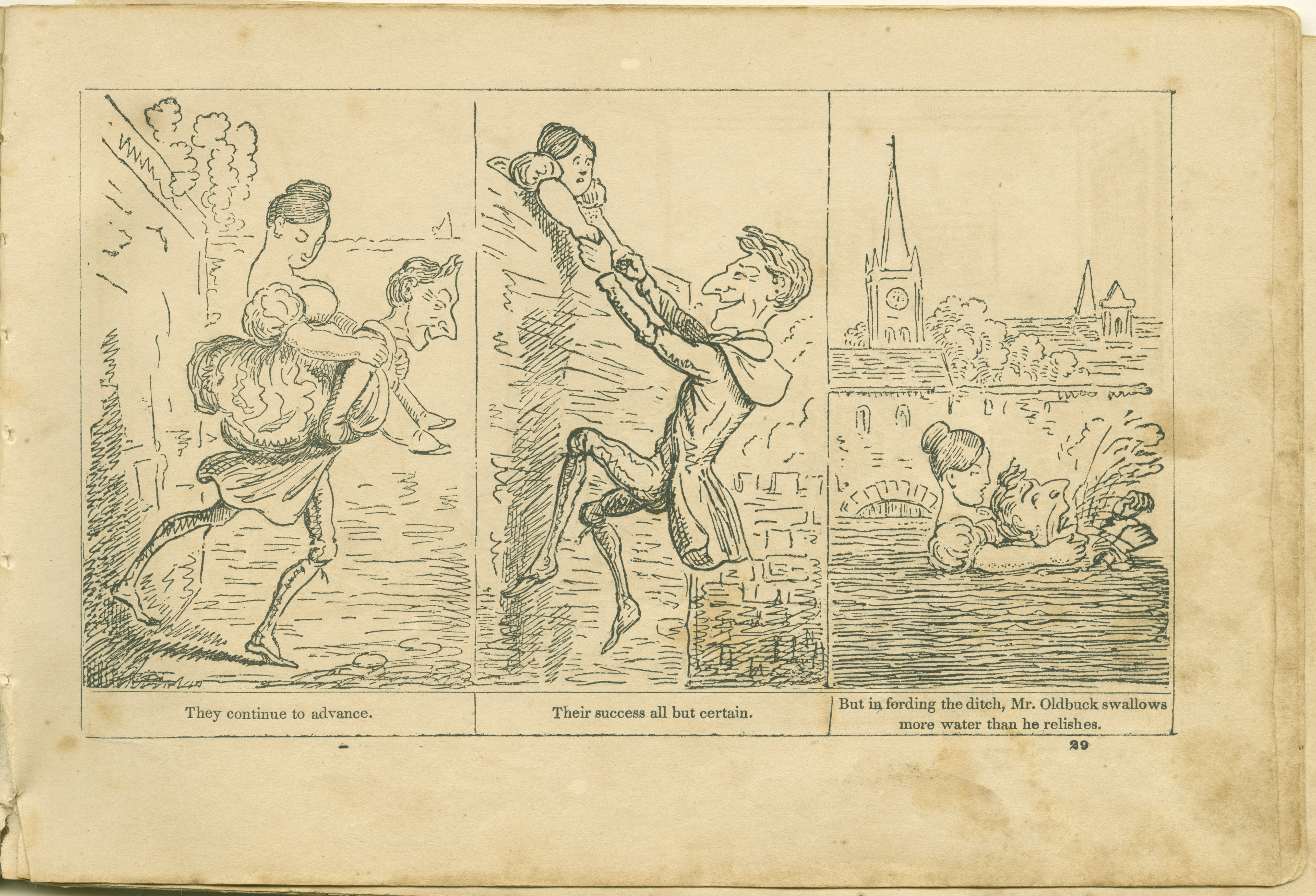 The Adventures of Mr. Obadiah Oldbuck (Rodolphe Töpffer; Wilson and Company, New York), leaf 28. Public domain.