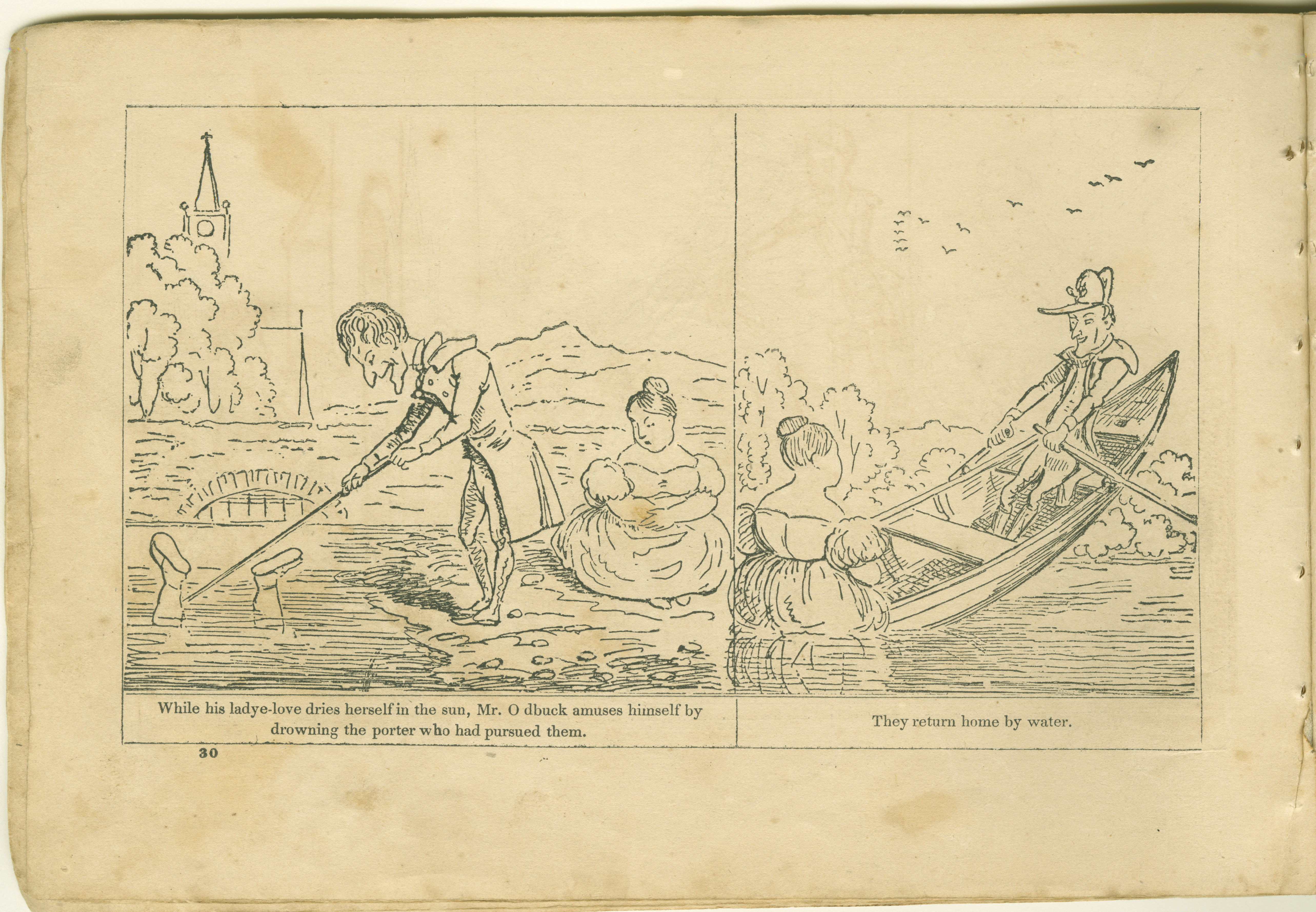 The Adventures of Mr. Obadiah Oldbuck (Rodolphe Töpffer; Wilson and Company, New York), leaf 29. Public domain.