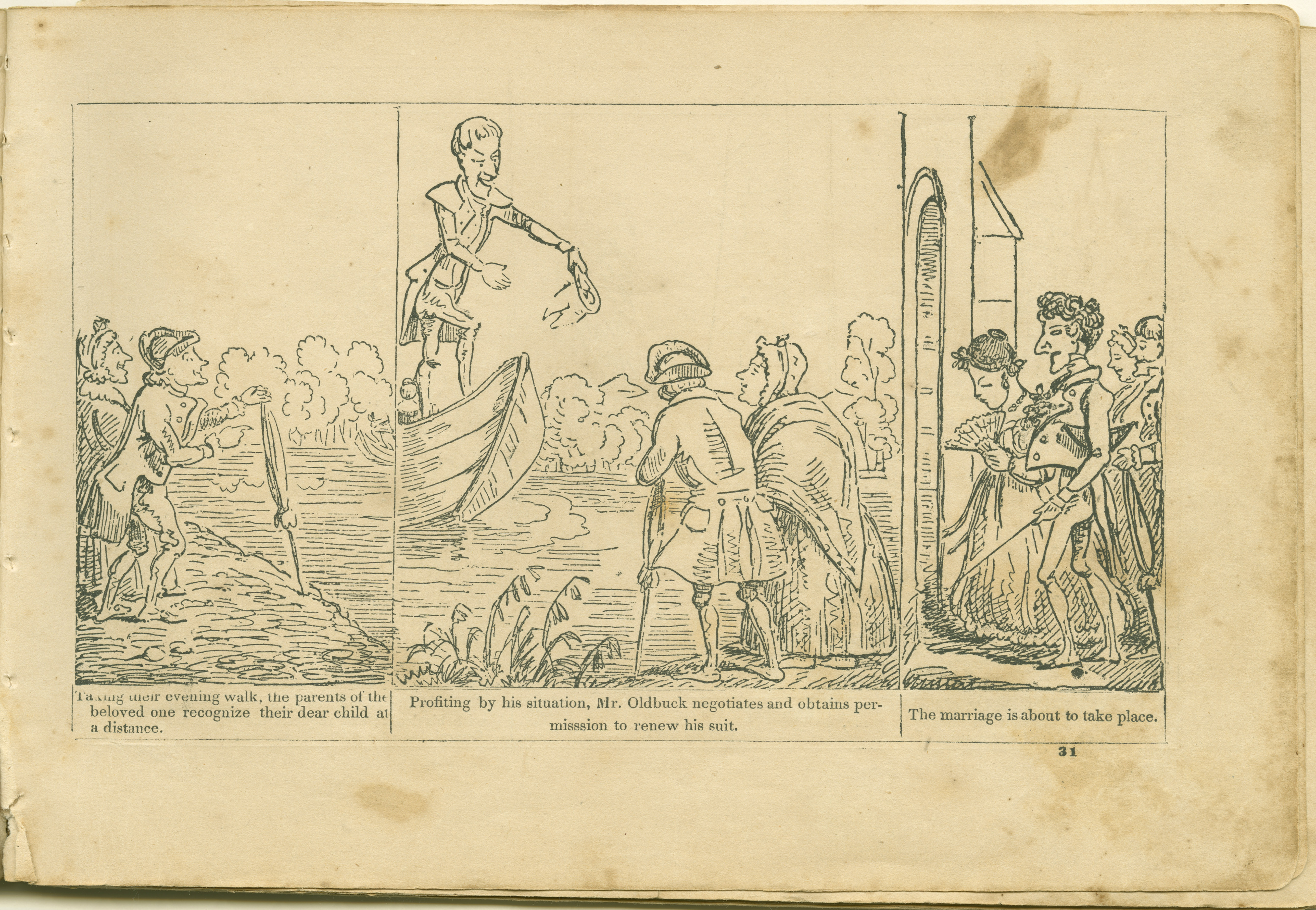 The Adventures of Mr. Obadiah Oldbuck (Rodolphe Töpffer; Wilson and Company, New York), leaf 30. Public domain.