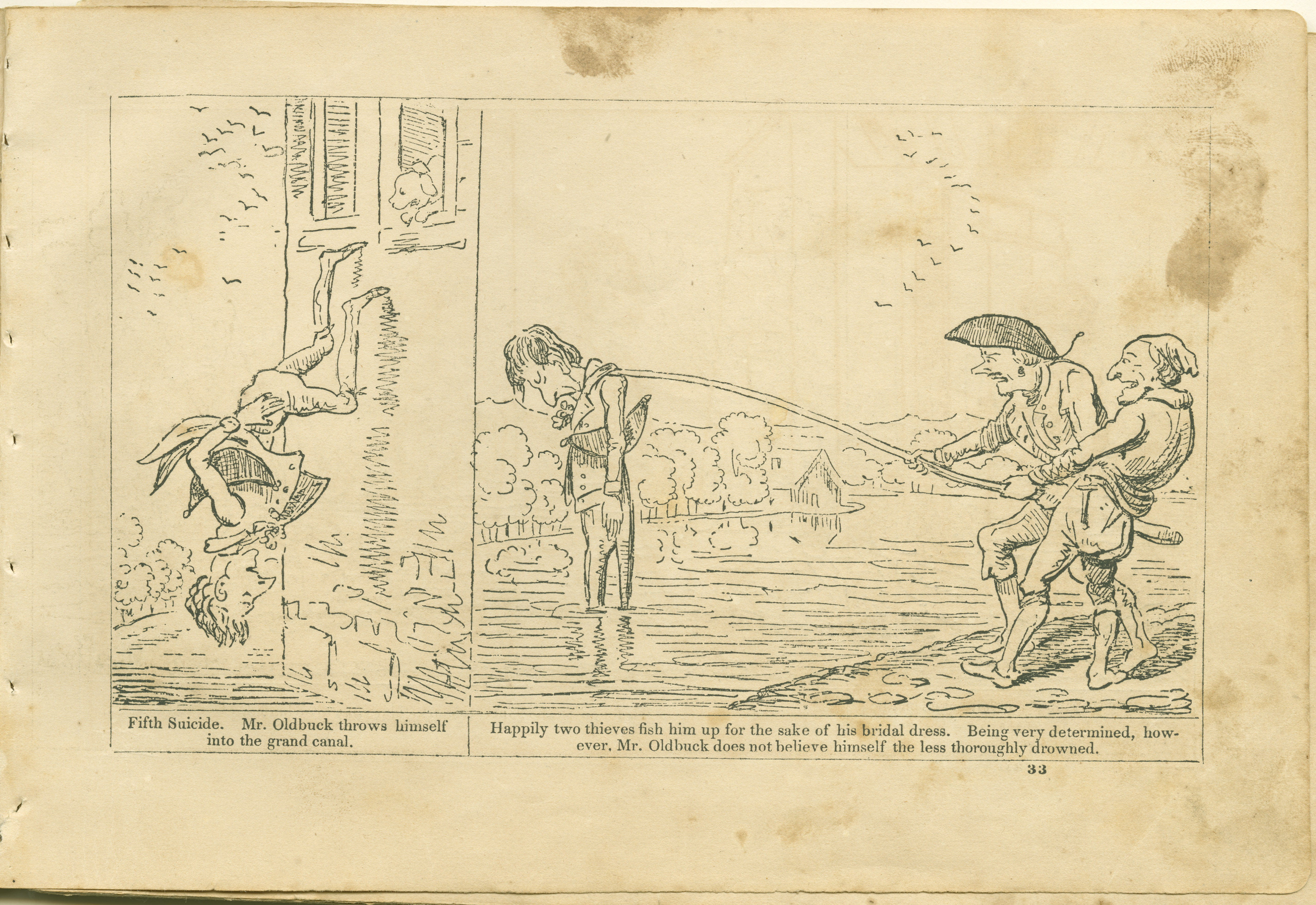 The Adventures of Mr. Obadiah Oldbuck (Rodolphe Töpffer; Wilson and Company, New York), leaf 32. Public domain.