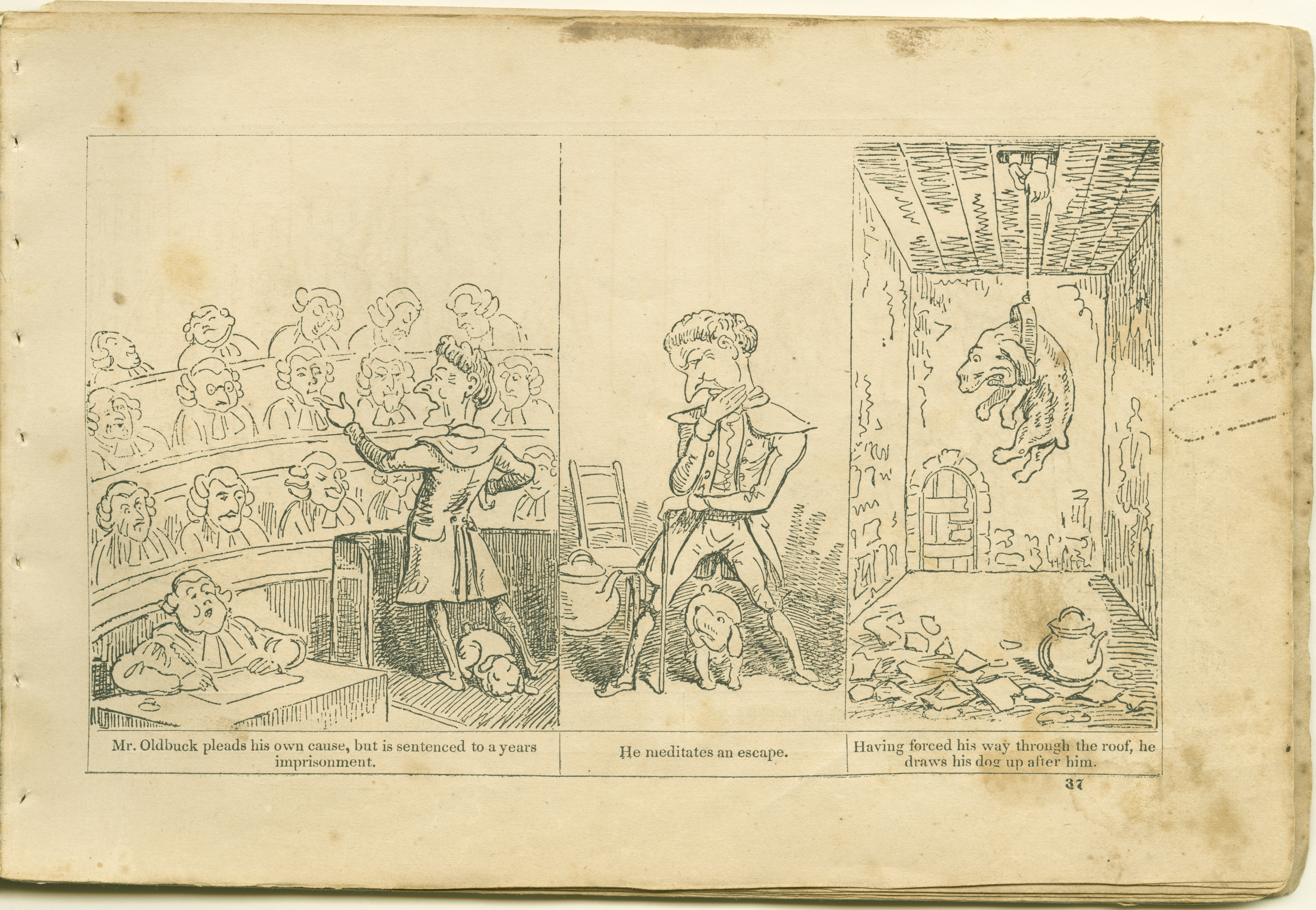 The Adventures of Mr. Obadiah Oldbuck (Rodolphe Töpffer; Wilson and Company, New York), leaf 36. Public domain.