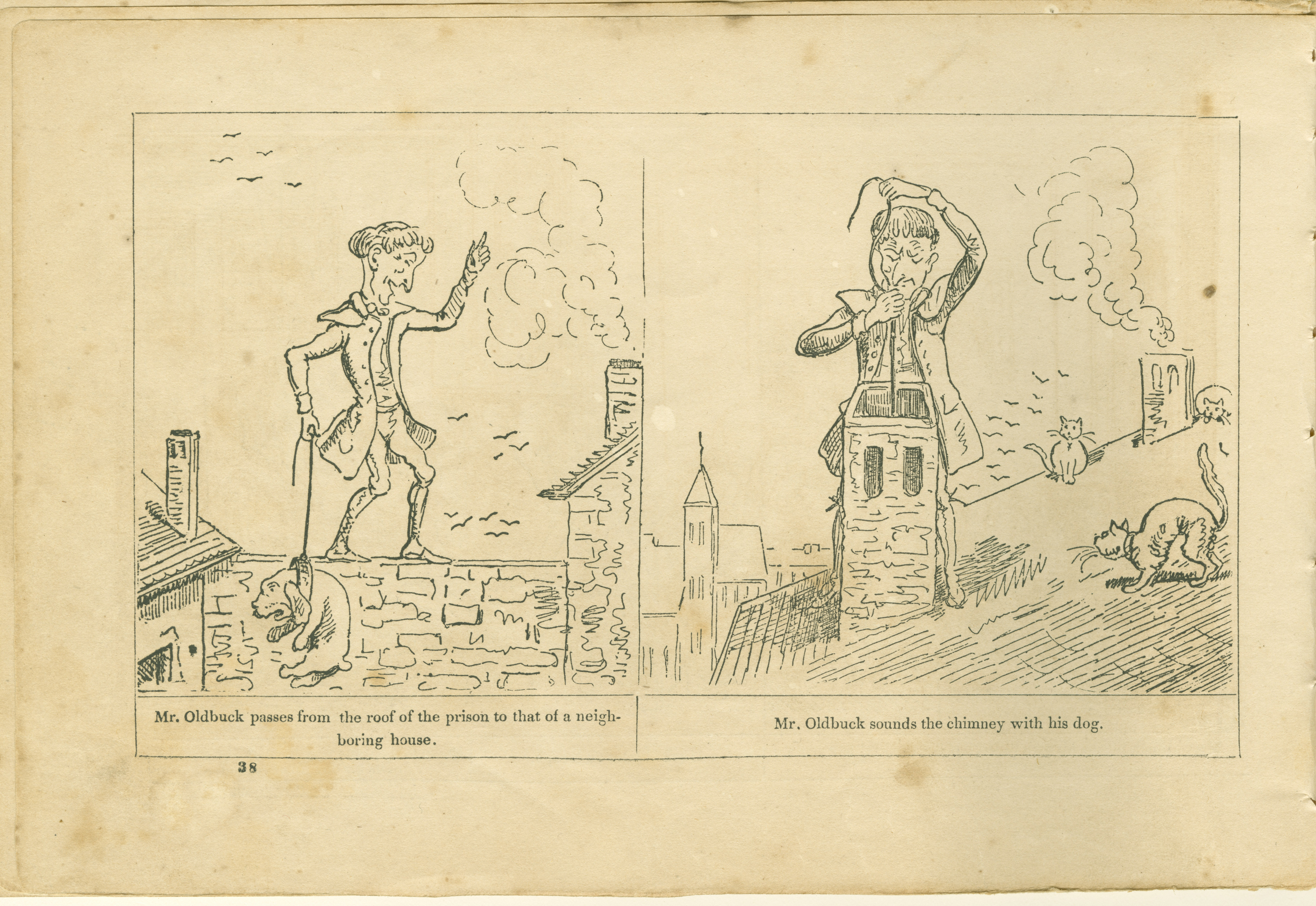 The Adventures of Mr. Obadiah Oldbuck (Rodolphe Töpffer; Wilson and Company, New York), leaf 37. Public domain.