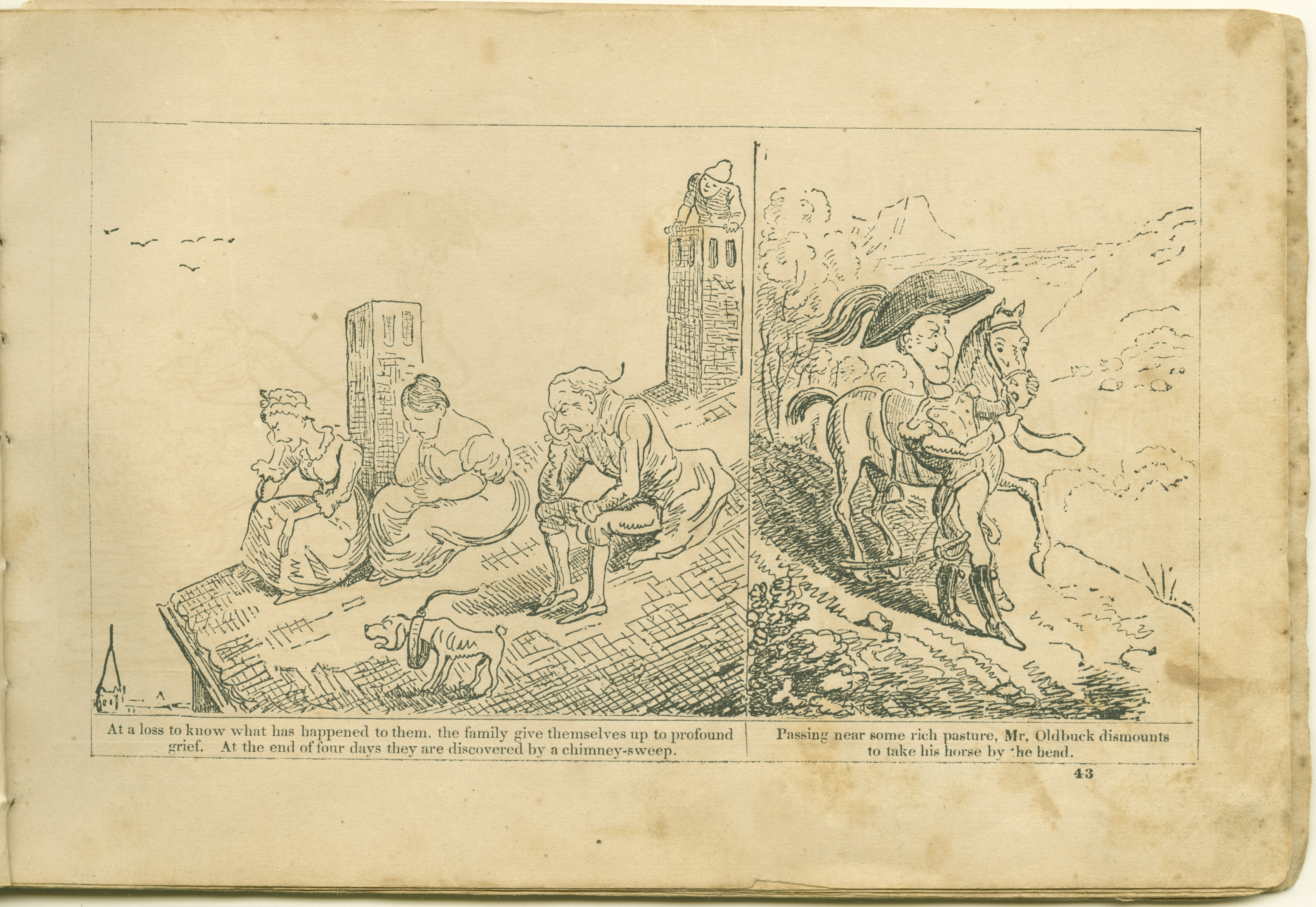 The Adventures of Mr. Obadiah Oldbuck (Rodolphe Töpffer; Wilson and Company, New York), leaf 42. Public domain.