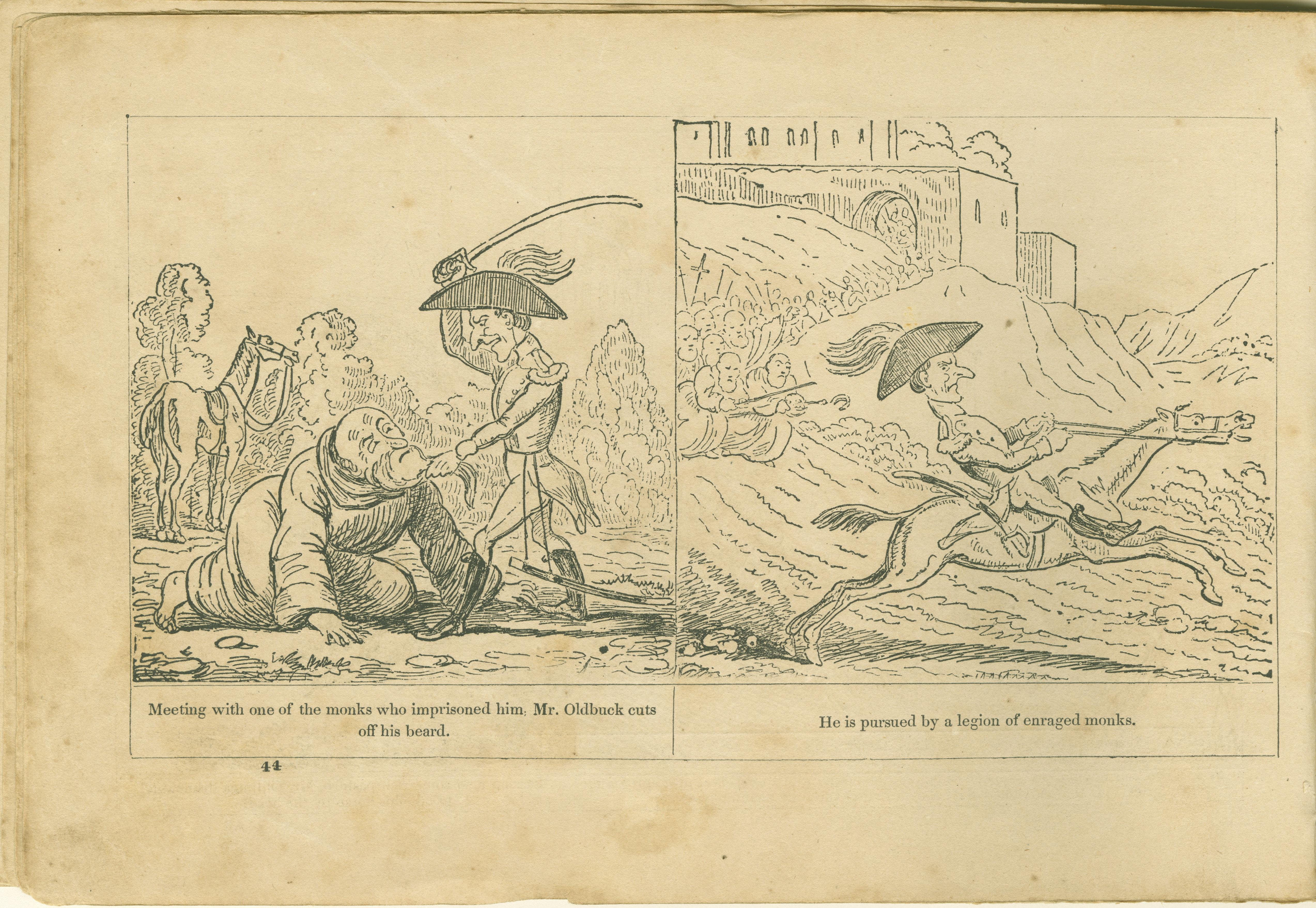 The Adventures of Mr. Obadiah Oldbuck (Rodolphe Töpffer; Wilson and Company, New York), leaf 43. Public domain.