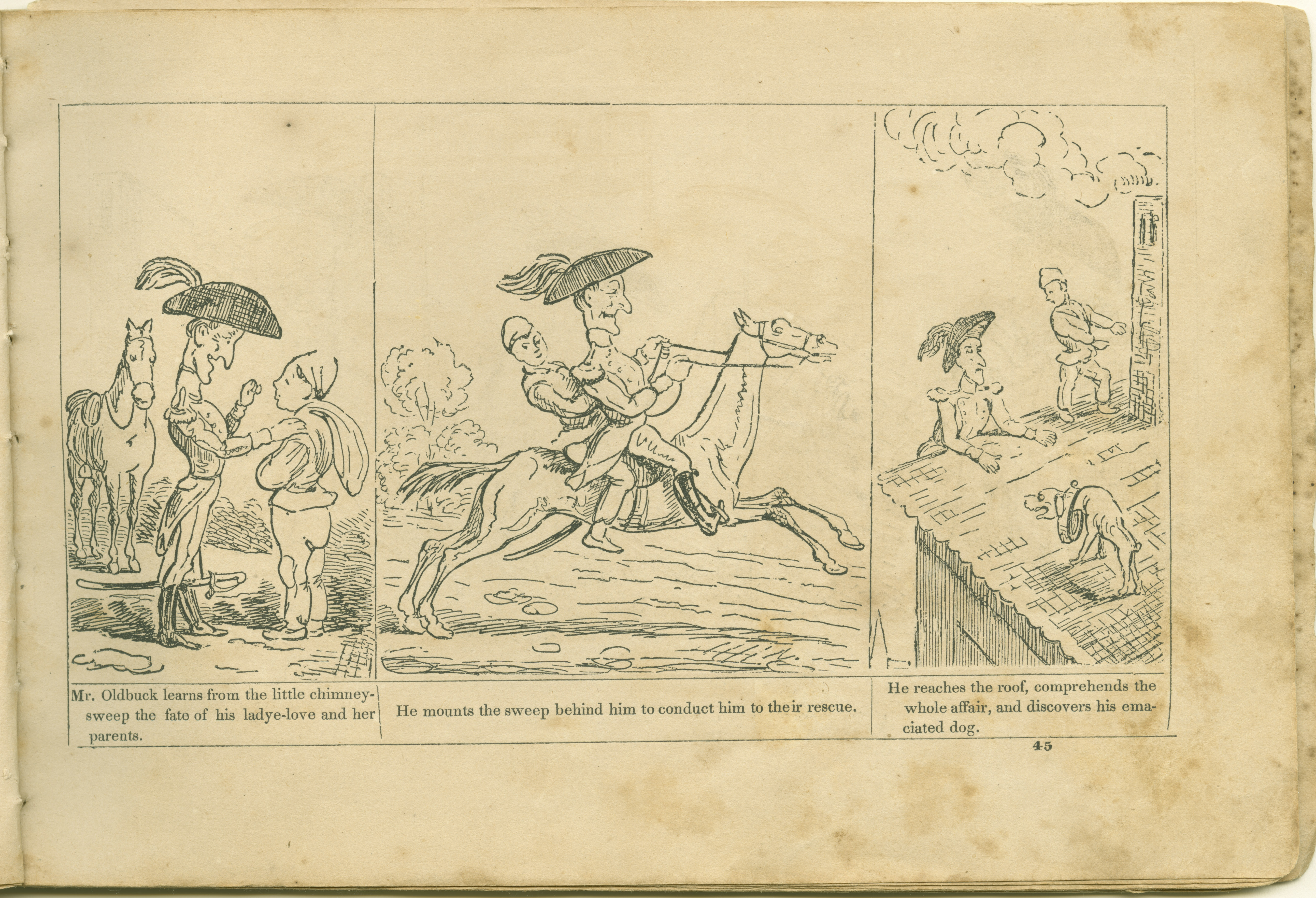 The Adventures of Mr. Obadiah Oldbuck (Rodolphe Töpffer; Wilson and Company, New York), leaf 44. Public domain.