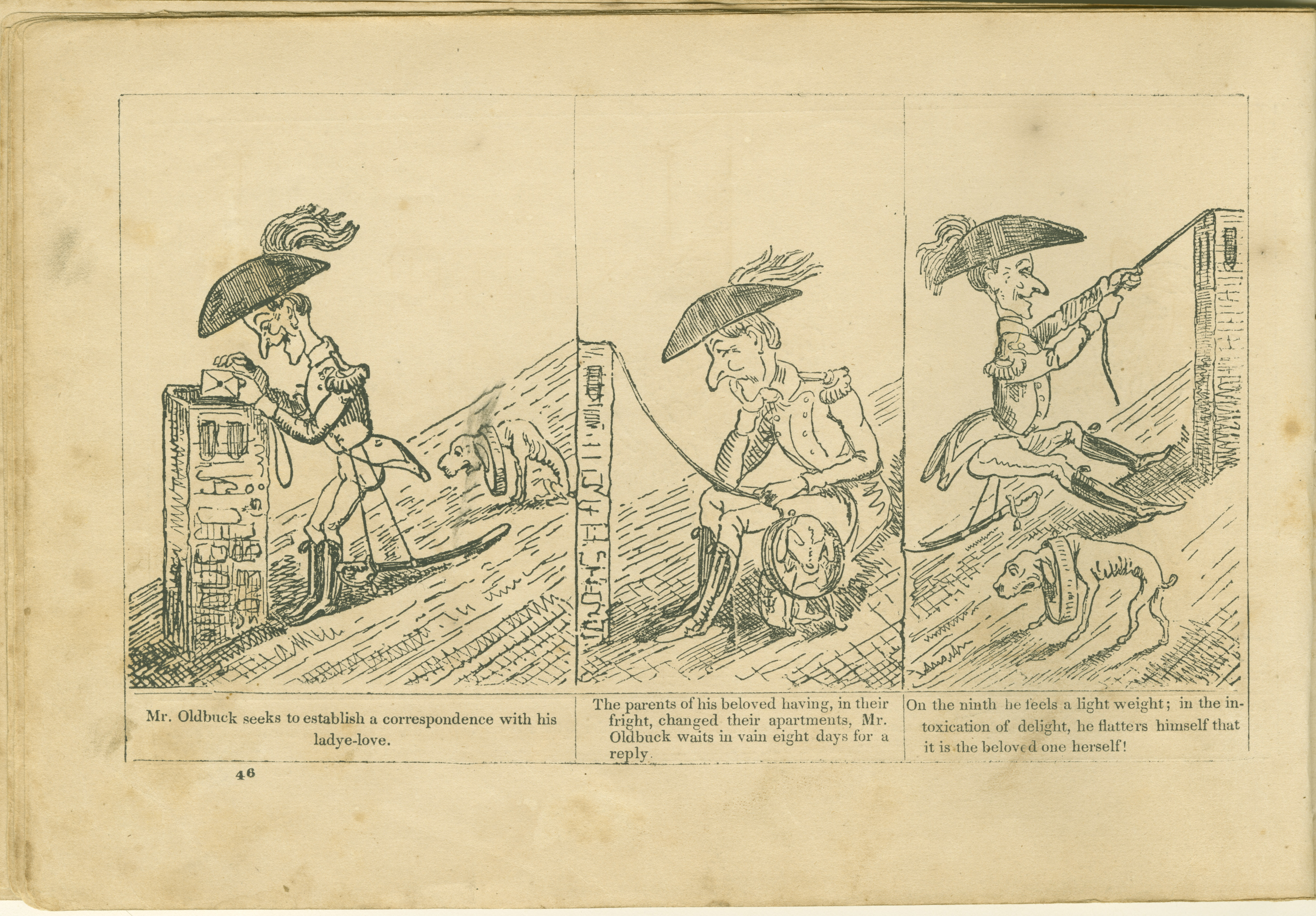 The Adventures of Mr. Obadiah Oldbuck (Rodolphe Töpffer; Wilson and Company, New York), leaf 45. Public domain.