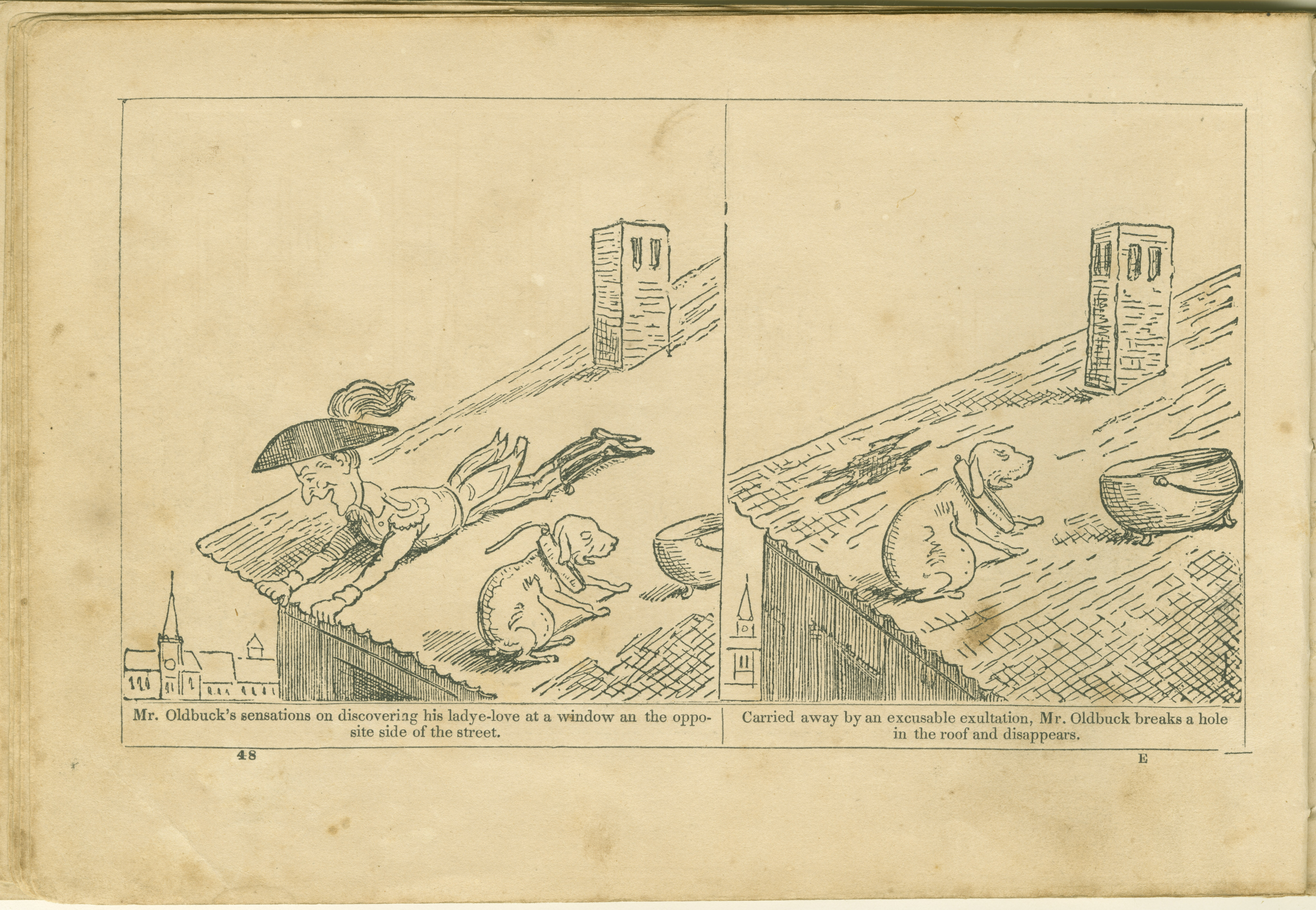 The Adventures of Mr. Obadiah Oldbuck (Rodolphe Töpffer; Wilson and Company, New York), leaf 47. Public domain.