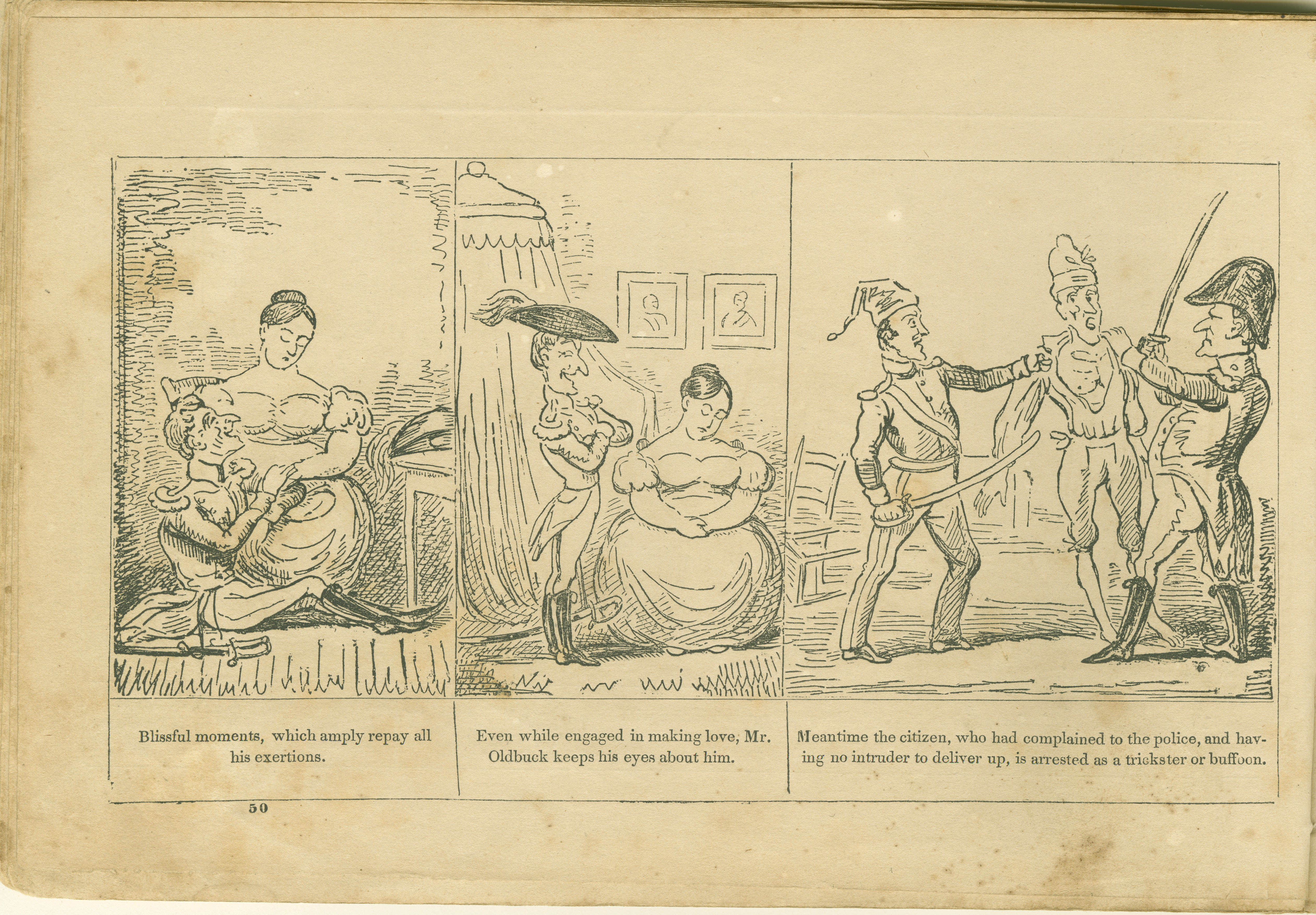 The Adventures of Mr. Obadiah Oldbuck (Rodolphe Töpffer; Wilson and Company, New York), leaf 49. Public domain.