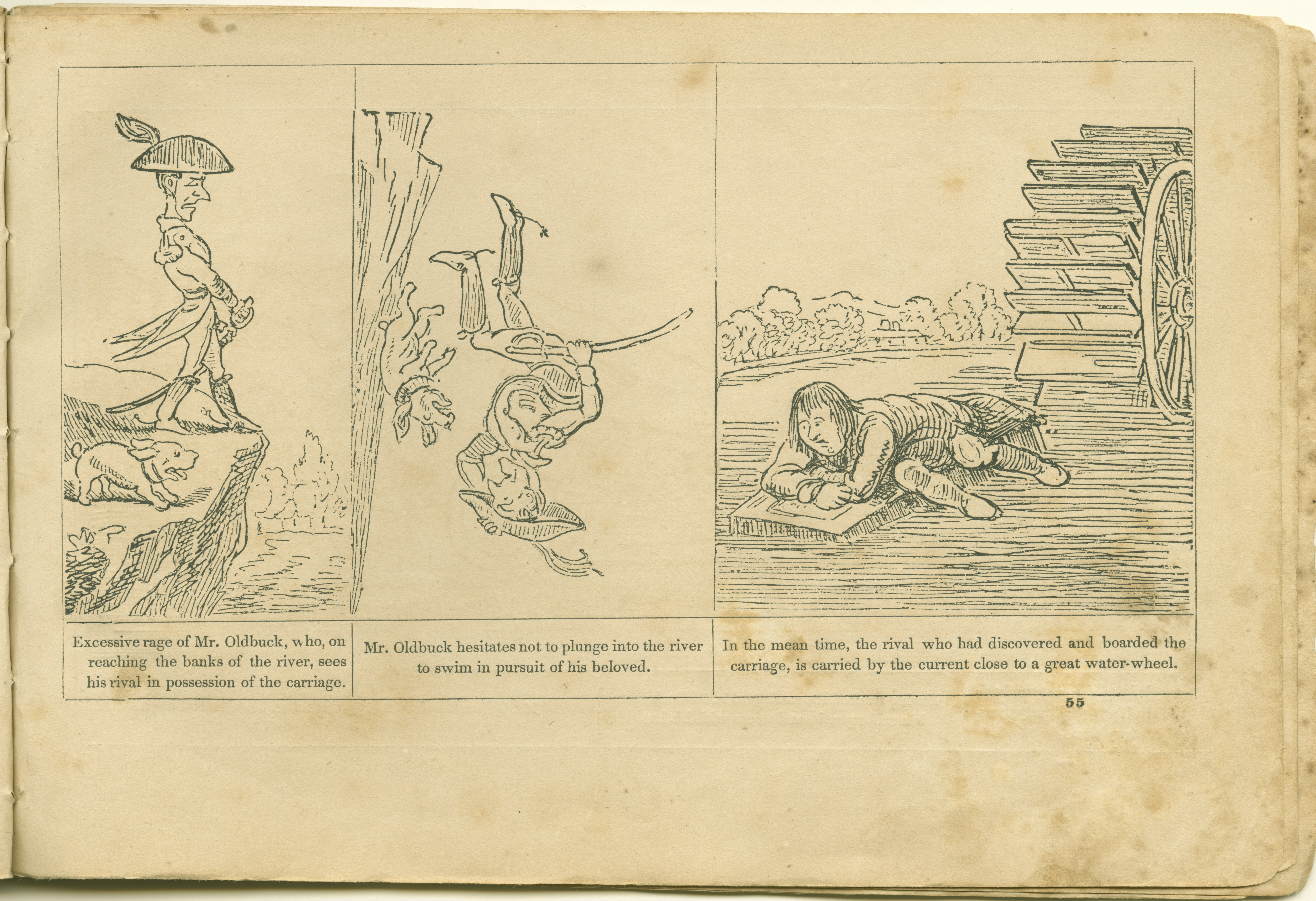The Adventures of Mr. Obadiah Oldbuck (Rodolphe Töpffer; Wilson and Company, New York), leaf 54. Public domain.