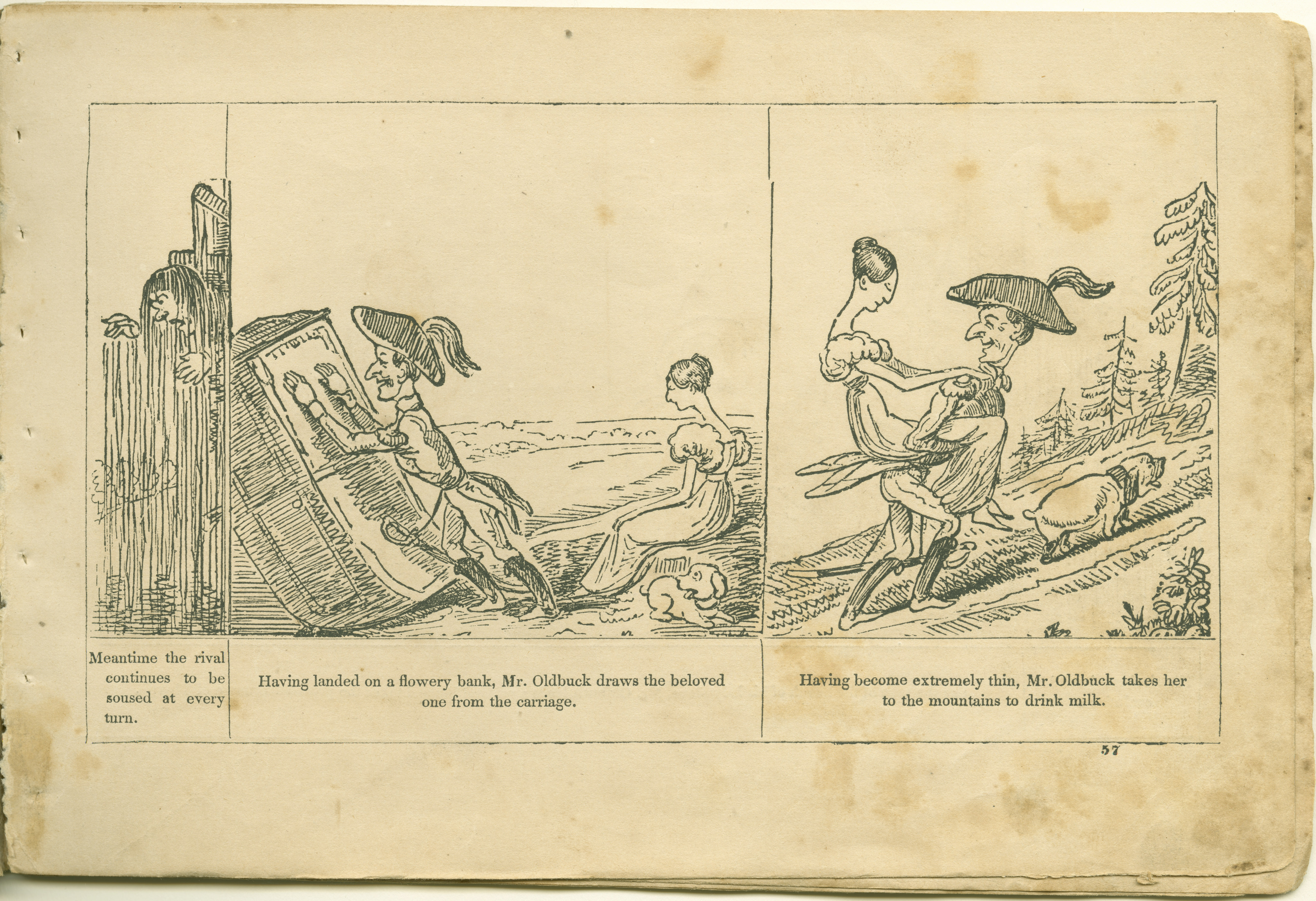 The Adventures of Mr. Obadiah Oldbuck (Rodolphe Töpffer; Wilson and Company, New York), leaf 56. Public domain.