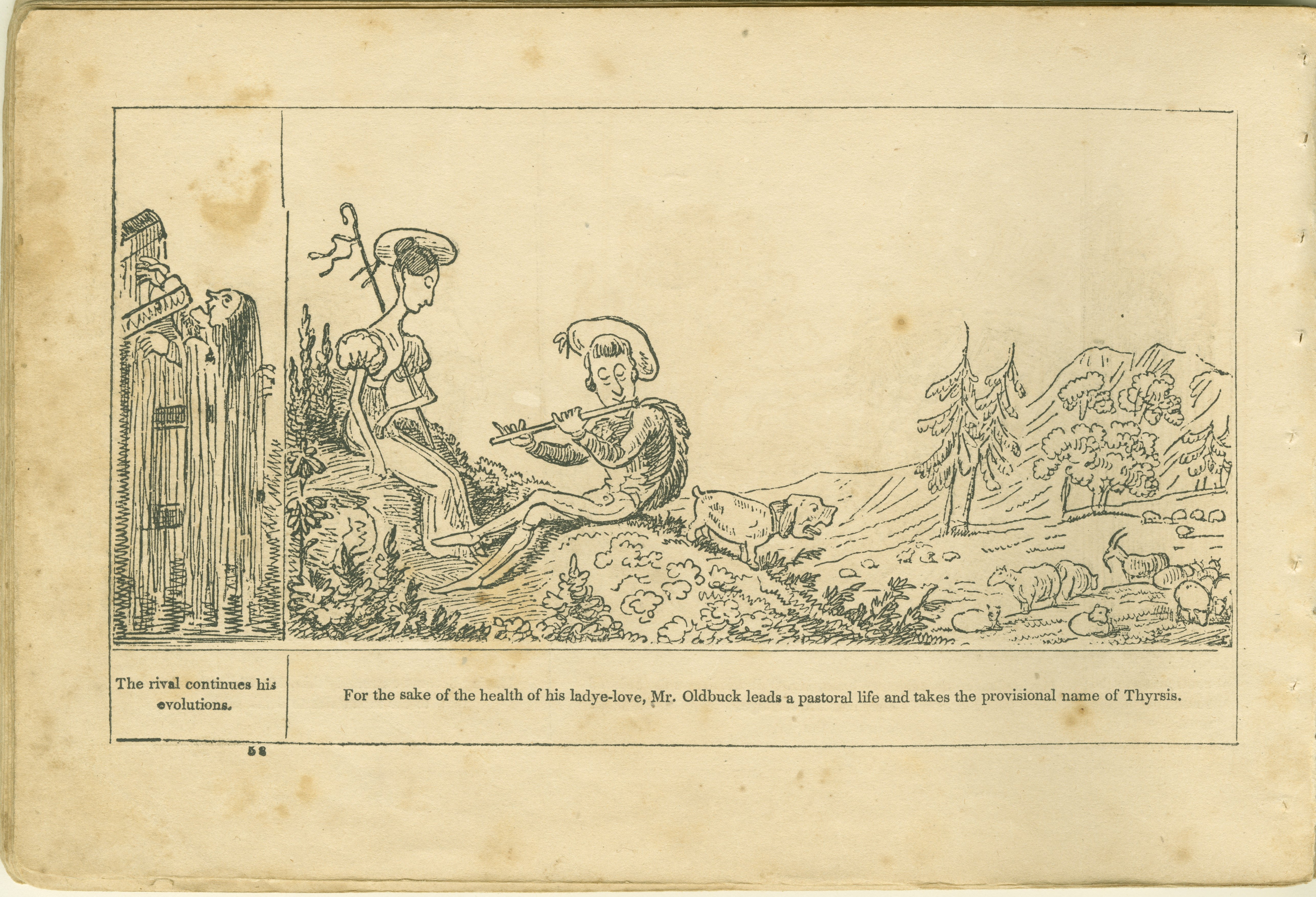 The Adventures of Mr. Obadiah Oldbuck (Rodolphe Töpffer; Wilson and Company, New York), leaf 57. Public domain.