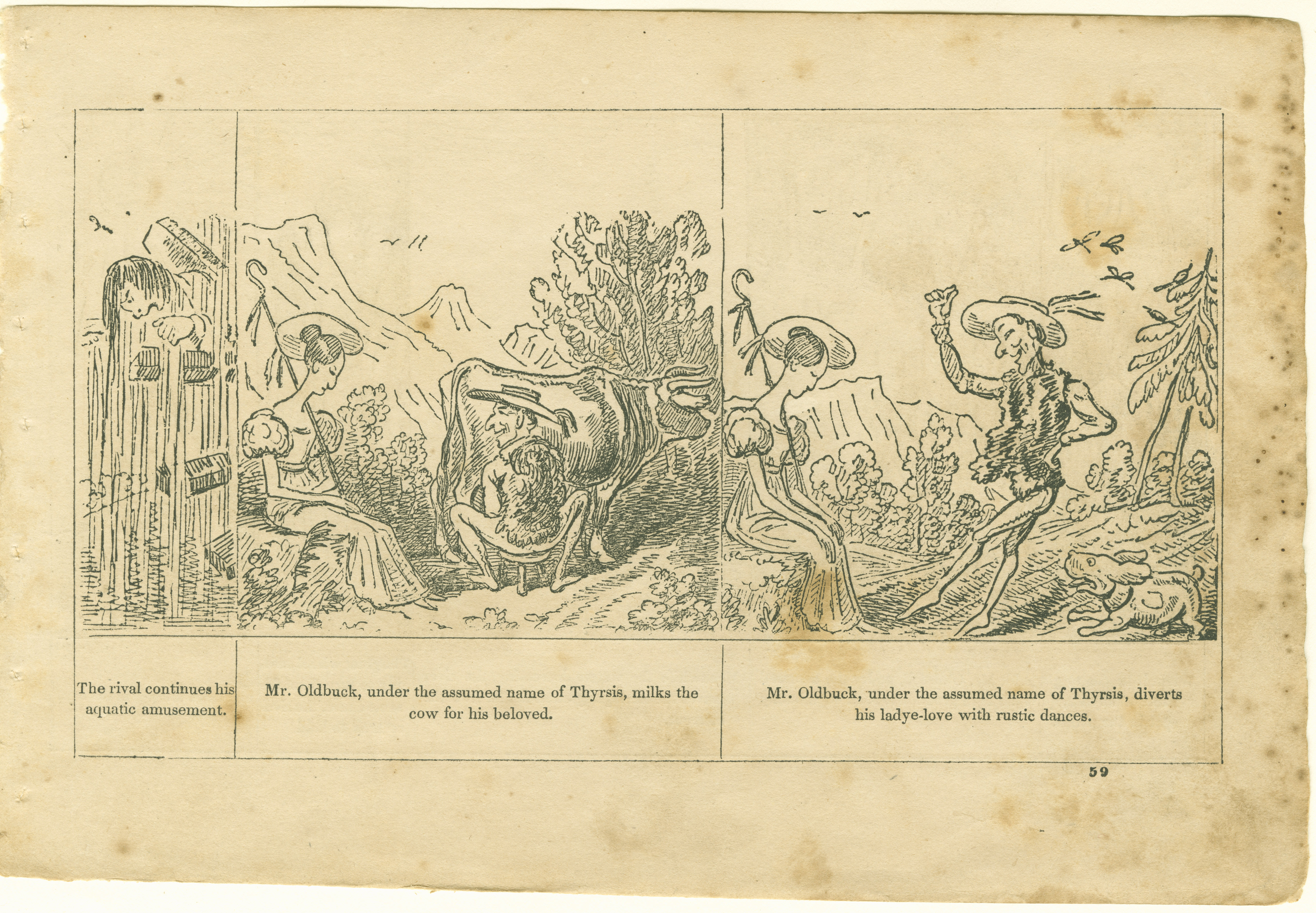 The Adventures of Mr. Obadiah Oldbuck (Rodolphe Töpffer; Wilson and Company, New York), leaf 58. Public domain.