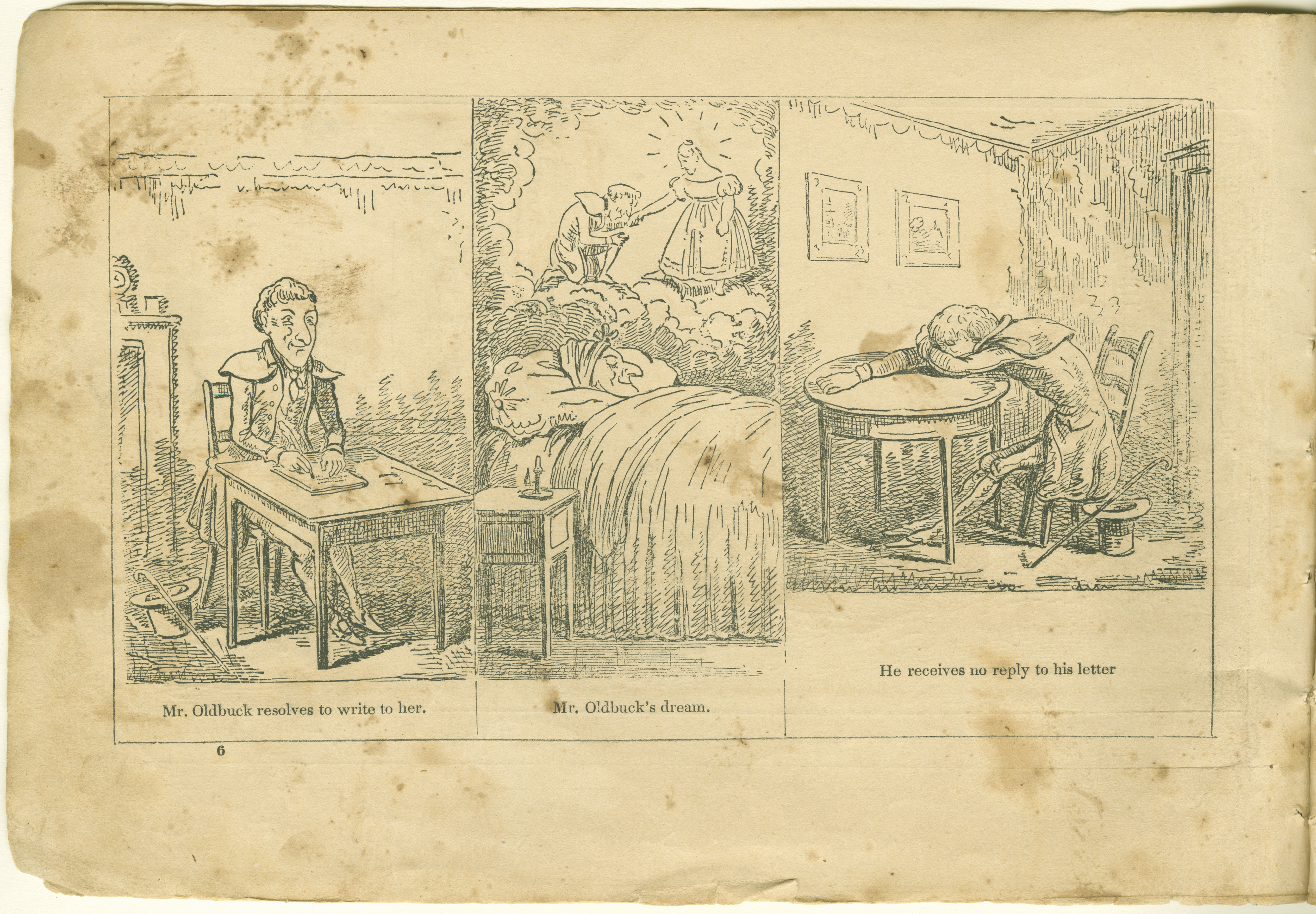 The Adventures of Mr. Obadiah Oldbuck (Rodolphe Töpffer; Wilson and Company, New York), leaf 5. Public domain.