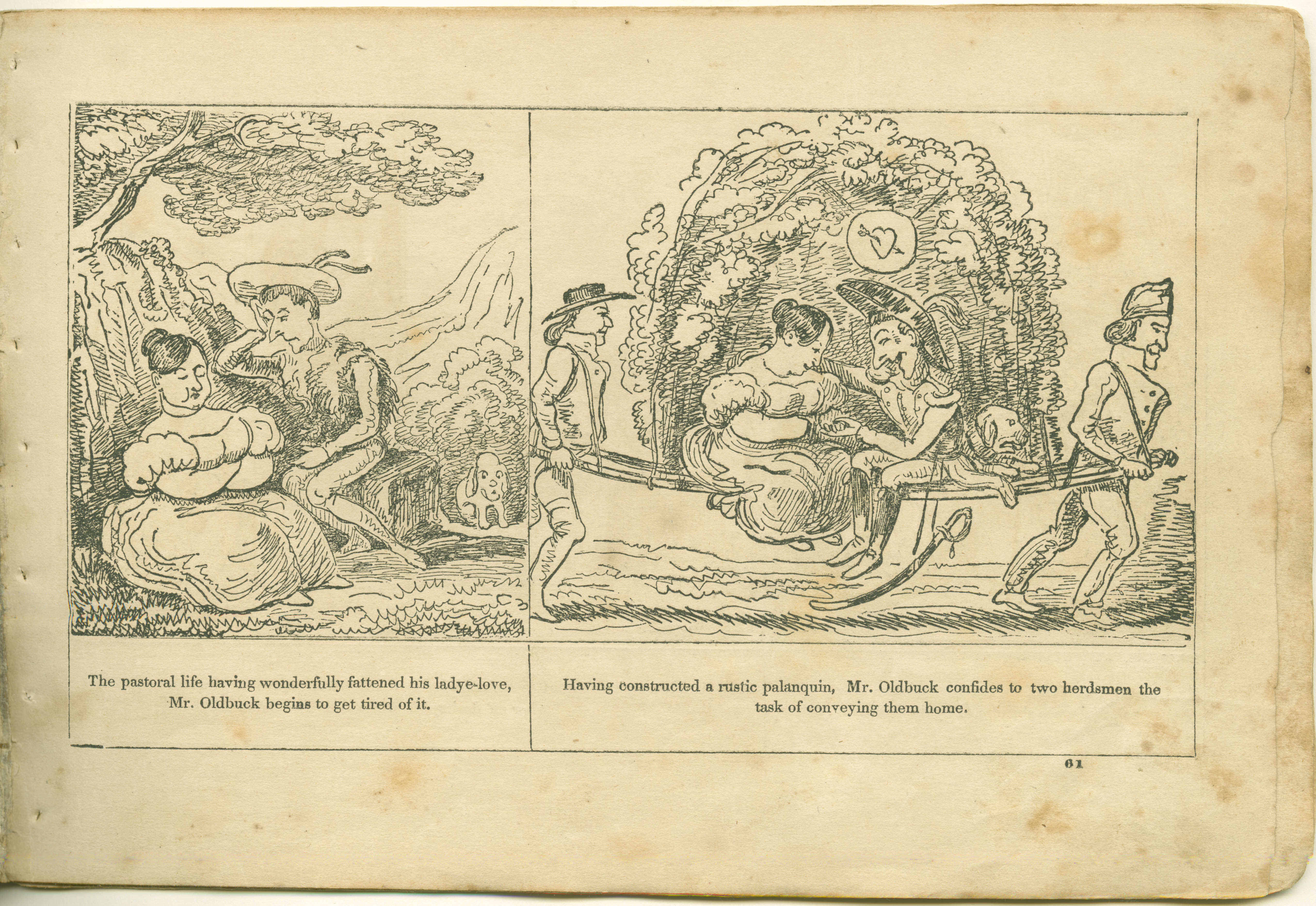 The Adventures of Mr. Obadiah Oldbuck (Rodolphe Töpffer; Wilson and Company, New York), leaf 60. Public domain.