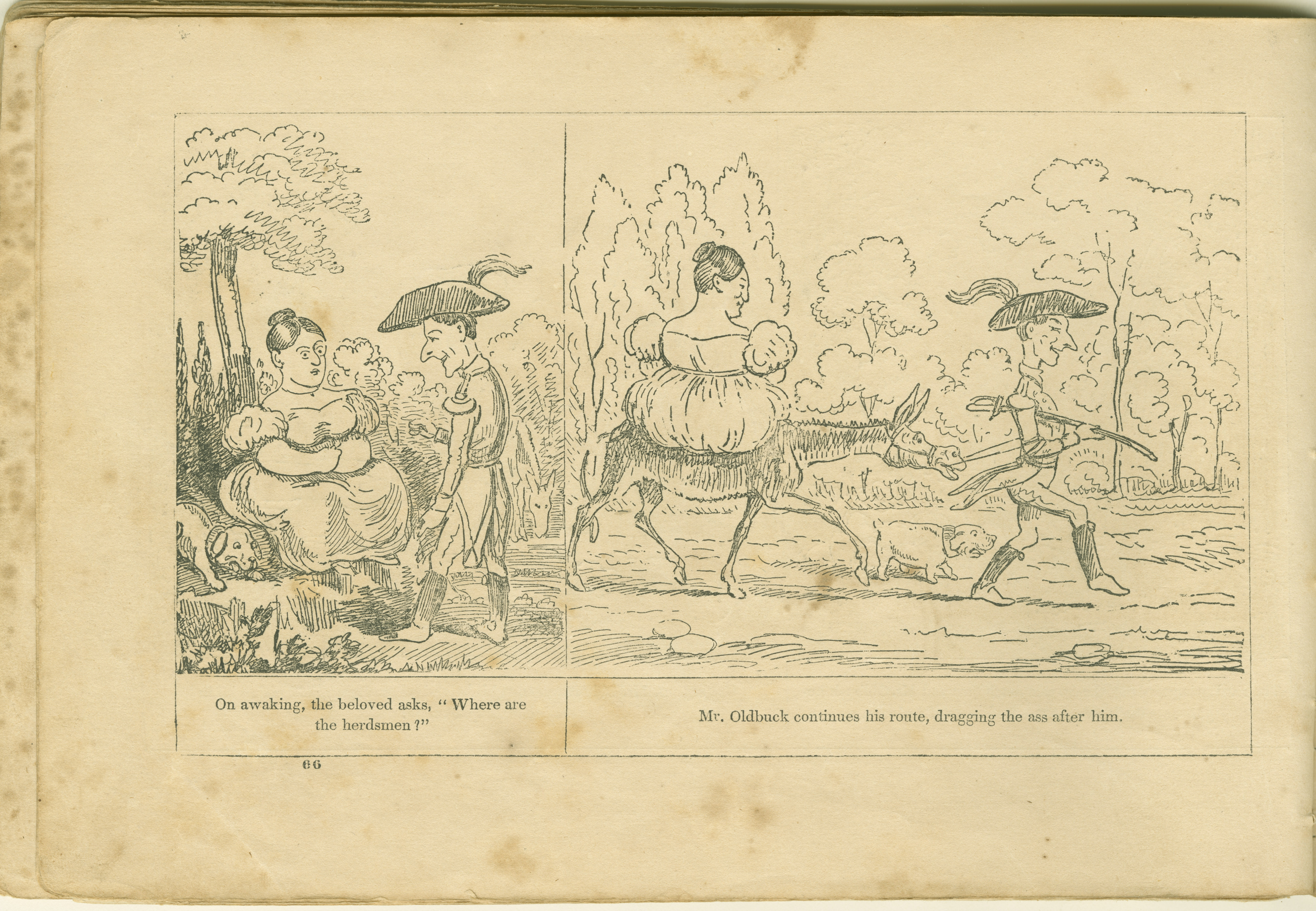 The Adventures of Mr. Obadiah Oldbuck (Rodolphe Töpffer; Wilson and Company, New York), leaf 65. Public domain.