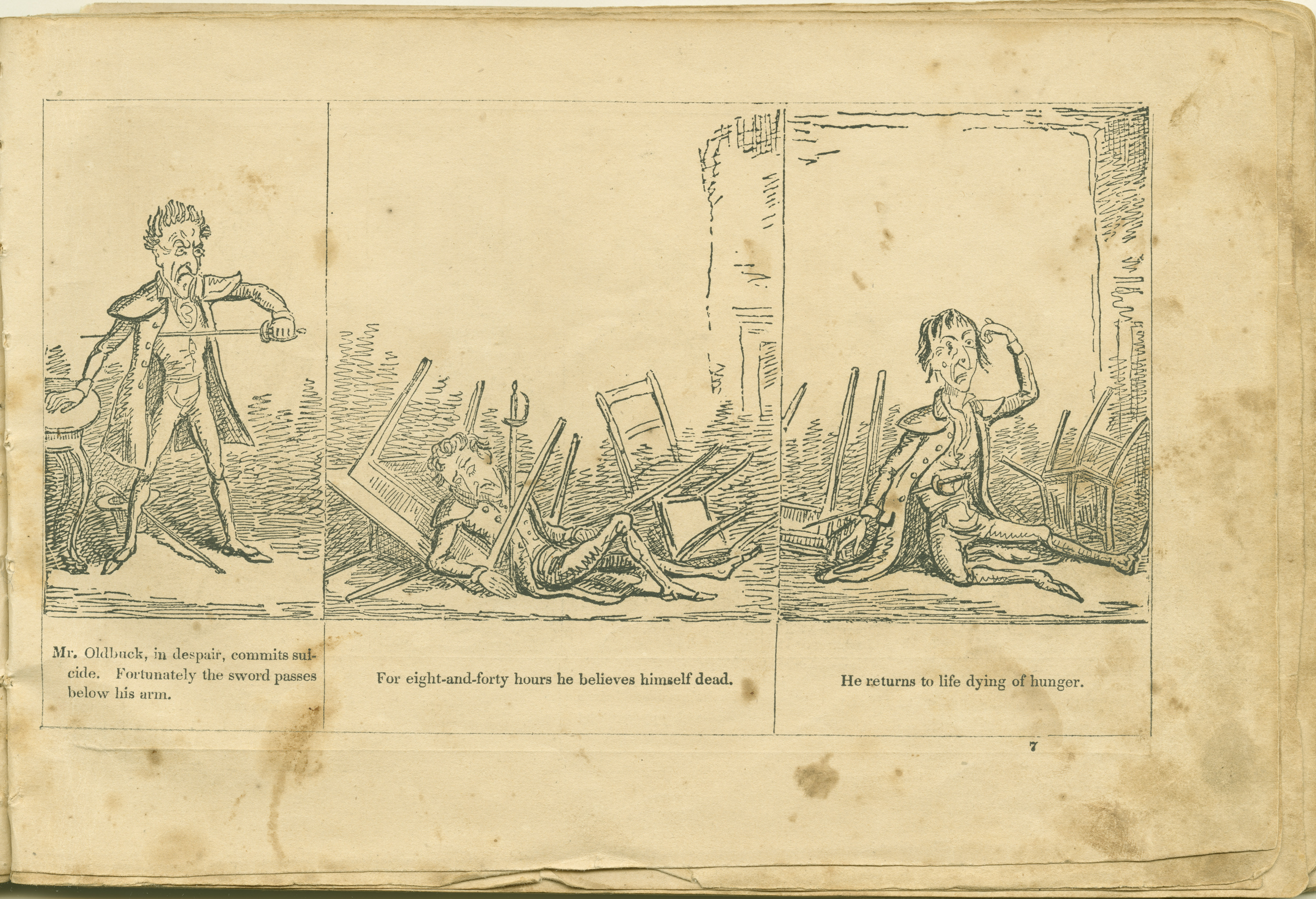 The Adventures of Mr. Obadiah Oldbuck (Rodolphe Töpffer; Wilson and Company, New York), leaf 6. Public domain.
