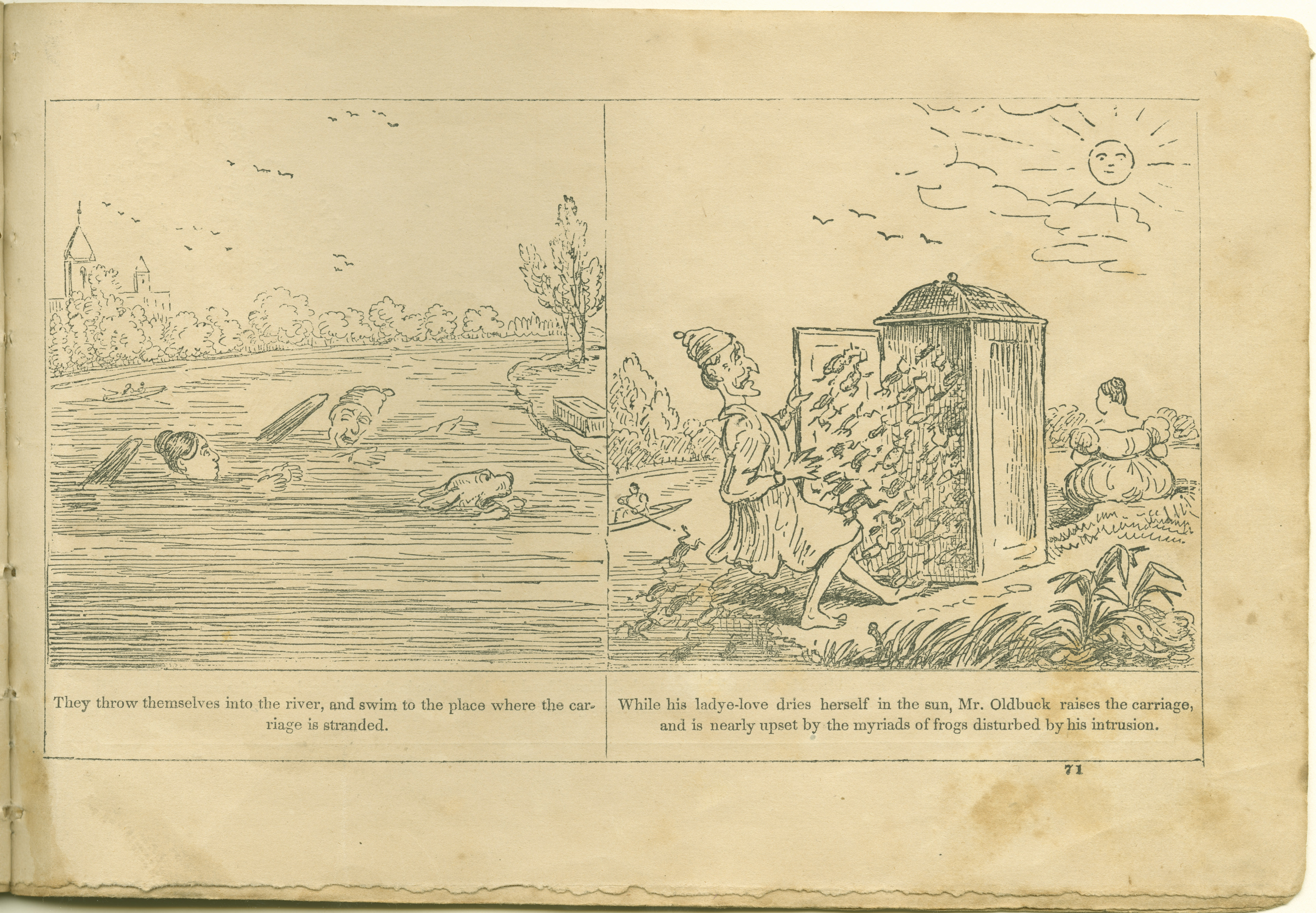 The Adventures of Mr. Obadiah Oldbuck (Rodolphe Töpffer; Wilson and Company, New York), leaf 70. Public domain.