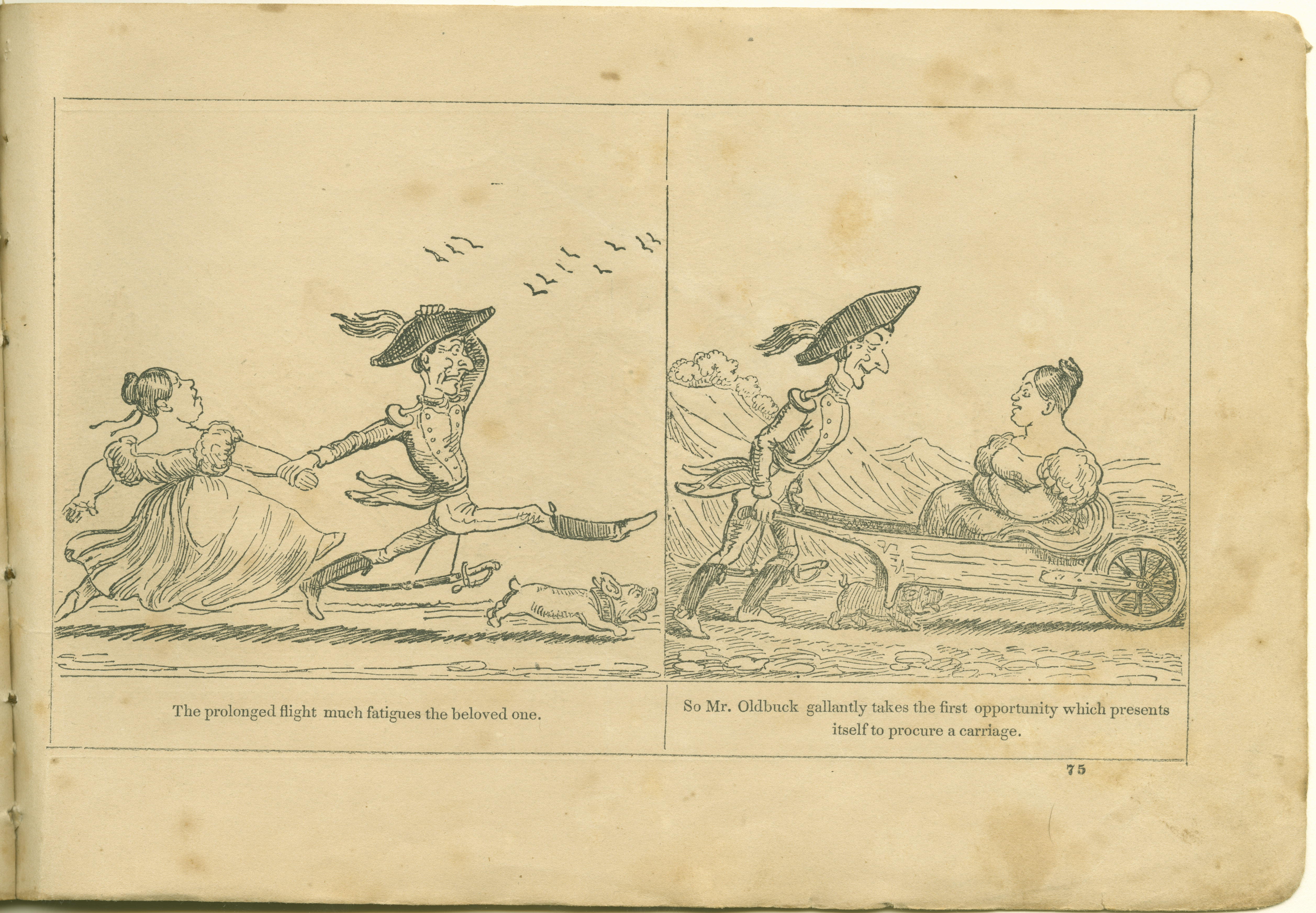 The Adventures of Mr. Obadiah Oldbuck (Rodolphe Töpffer; Wilson and Company, New York), leaf 74. Public domain.