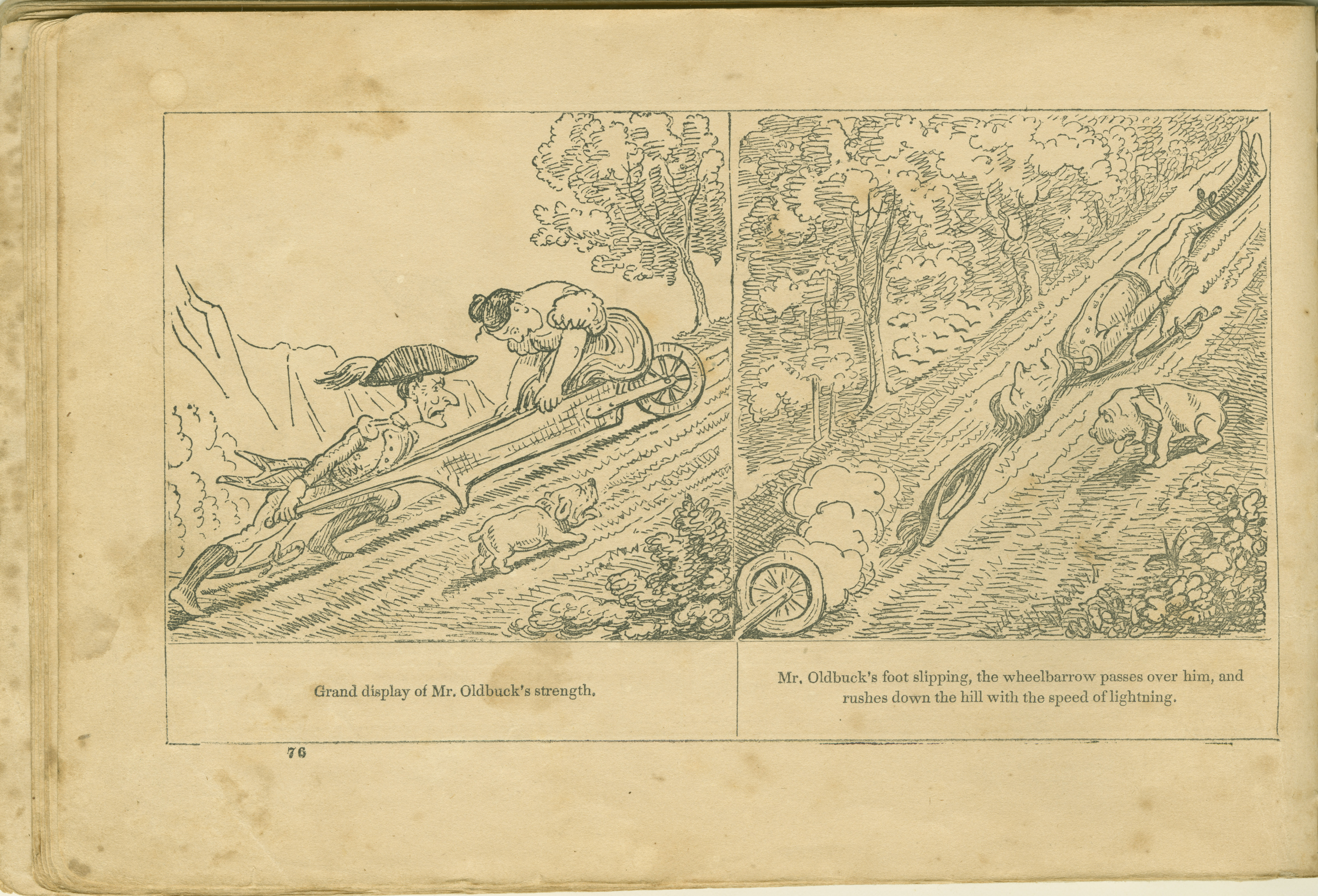 The Adventures of Mr. Obadiah Oldbuck (Rodolphe Töpffer; Wilson and Company, New York), leaf 75. Public domain.
