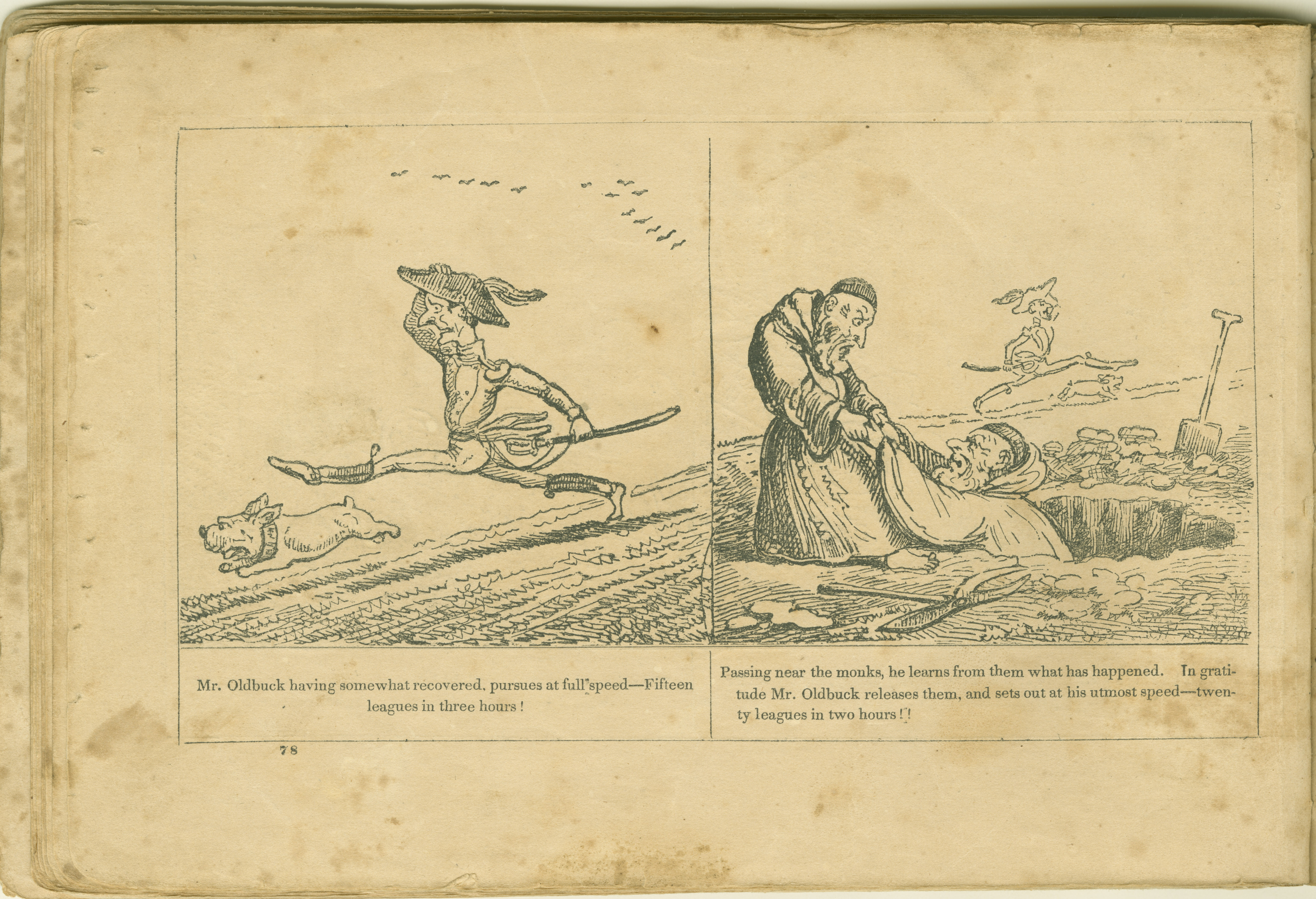 The Adventures of Mr. Obadiah Oldbuck (Rodolphe Töpffer; Wilson and Company, New York), leaf 77. Public domain.