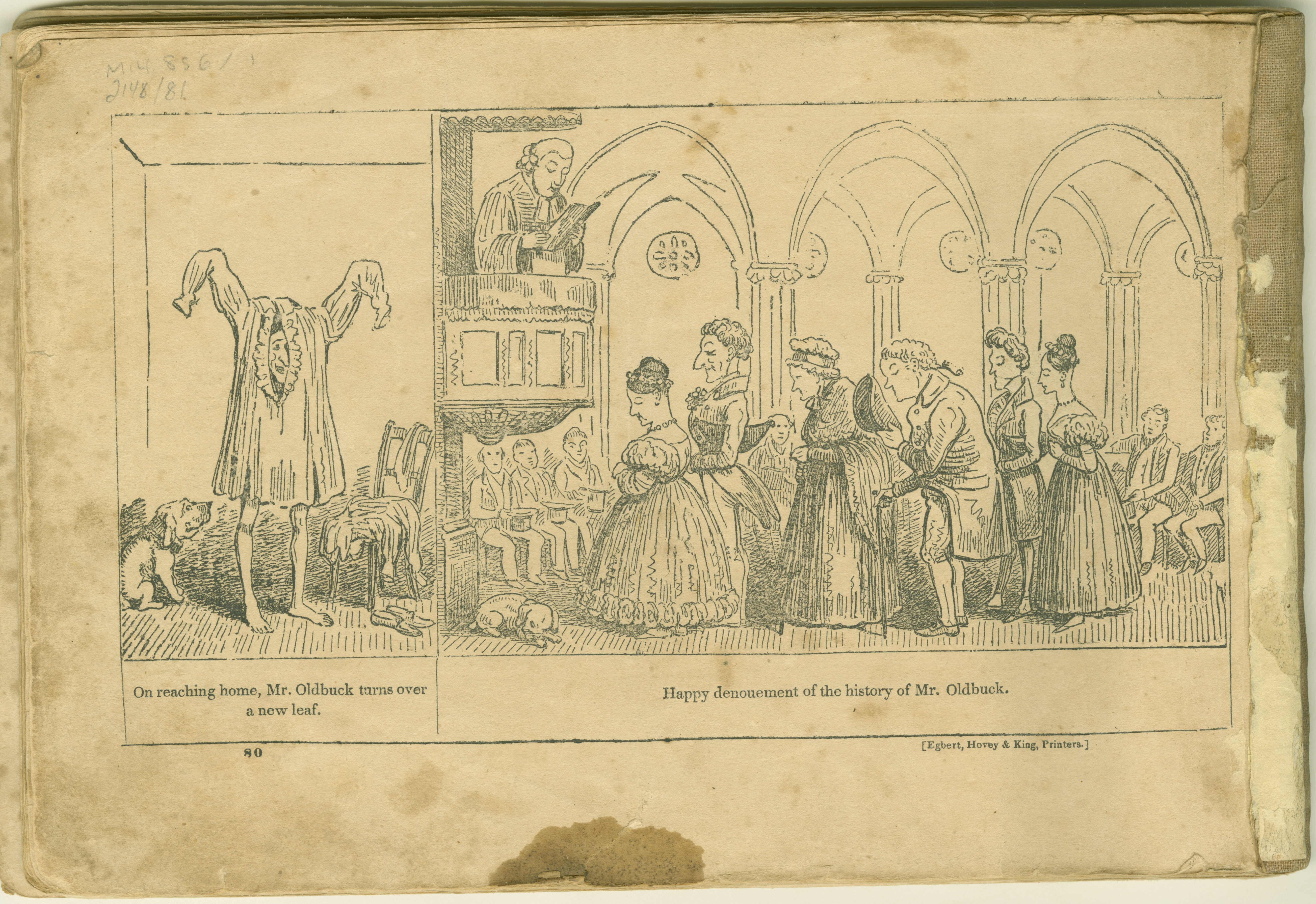 The Adventures of Mr. Obadiah Oldbuck (Rodolphe Töpffer; Wilson and Company, New York), leaf 79. Public domain.