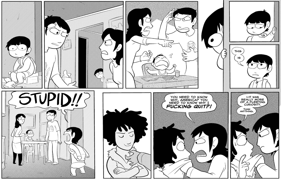 Octopus Pie – #105 – stupid (2008-02-04). Meredith Gran, CC BY-NC-SA 3.0 US. https://www.octopuspie.com/comic/105-stupid/