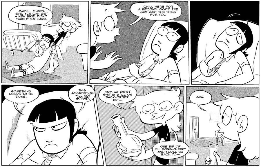 Octopus Pie – #011 – bong-o-fury (2007-06-06). Meredith Gran, CC BY-NC-SA 3.0 US. https://www.octopuspie.com/comic/011-bong-o-fury/