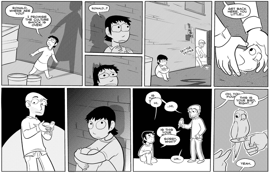 Octopus Pie – #127 – culture shock (2008-03-31). Meredith Gran, CC BY-NC-SA 3.0 US. https://www.octopuspie.com/comic/127-culture-shock/