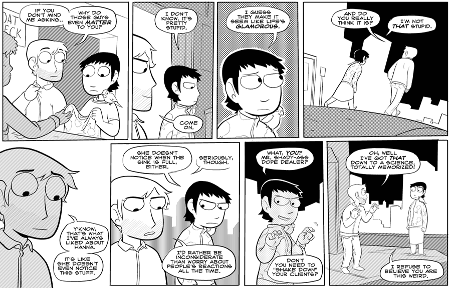Octopus Pie – #129 – shakedown (2008-04-04). Meredith Gran, CC BY-NC-SA 3.0 US. https://www.octopuspie.com/comic/129-shakedown/