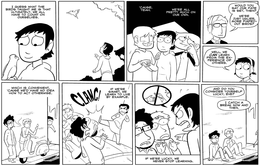 Octopus Pie – #133 – on our own (2008-04-14). Meredith Gran, CC BY-NC-SA 3.0 US. https://www.octopuspie.com/comic/133-on-our-own/