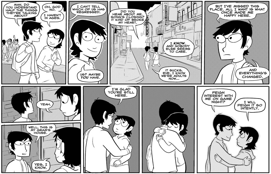 Octopus Pie – #142 – still here (2008-05-09). Meredith Gran, CC BY-NC-SA 3.0 US. https://www.octopuspie.com/comic/142-still-here/