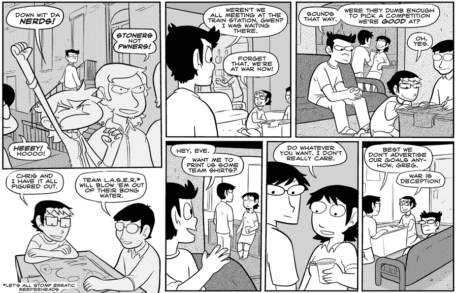 Octopus Pie – #147 – at war (2008-05-21). Meredith Gran, CC BY-NC-SA 3.0 US. https://www.octopuspie.com/comic/147-at-war-2/