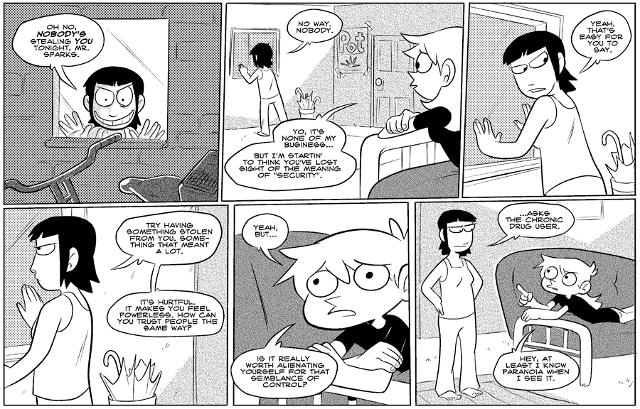 Octopus Pie – #016 – semblance of control (2007-06-18). Meredith Gran, CC BY-NC-SA 3.0 US. https://www.octopuspie.com/comic/016-semblance-of-control/