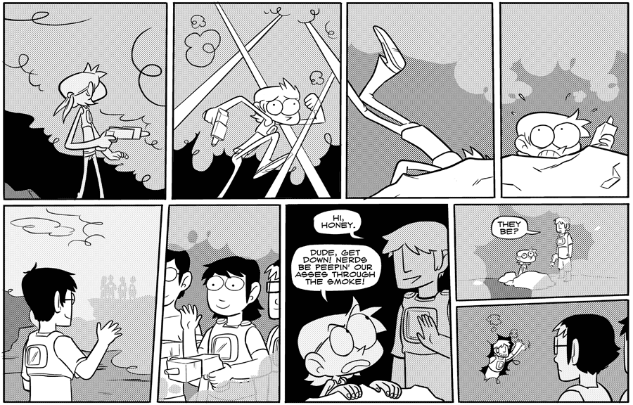Octopus Pie – #162 – nerds be peepin (2008-06-27). Meredith Gran, CC BY-NC-SA 3.0 US. https://www.octopuspie.com/comic/162-nerds-be-peepin/
