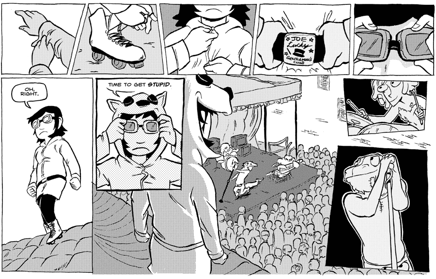 Octopus Pie – #212 – time to get stupid (2008-10-24). Meredith Gran, CC BY-NC-SA 3.0 US. https://www.octopuspie.com/comic/212-time-to-get-stupid/
