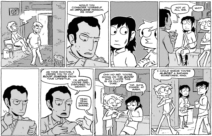 Octopus Pie – #216 – predisposed to gravity (2008-11-03). Meredith Gran, CC BY-NC-SA 3.0 US. https://www.octopuspie.com/comic/216-predisposed-to-gravity/